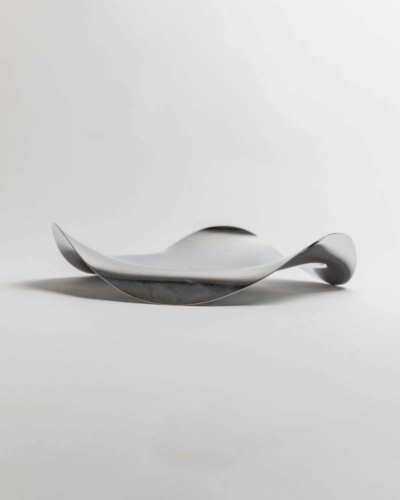 Georg Jensen metal bowl curved sculptural form profile view