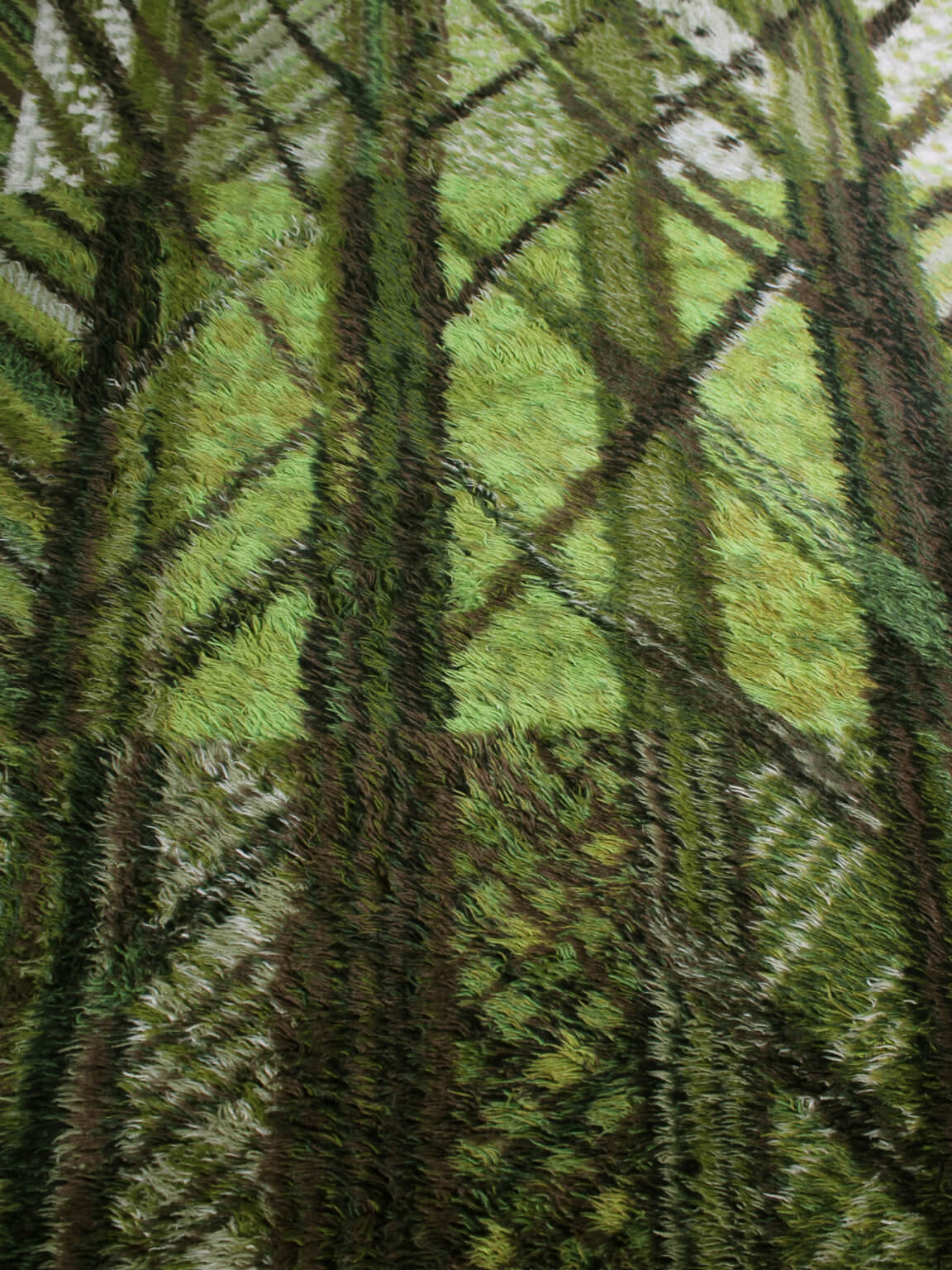 Marianne Richter "Kolmården" Pure Wool Rya Rug, 135x200cm — close-up of green textured wool pattern