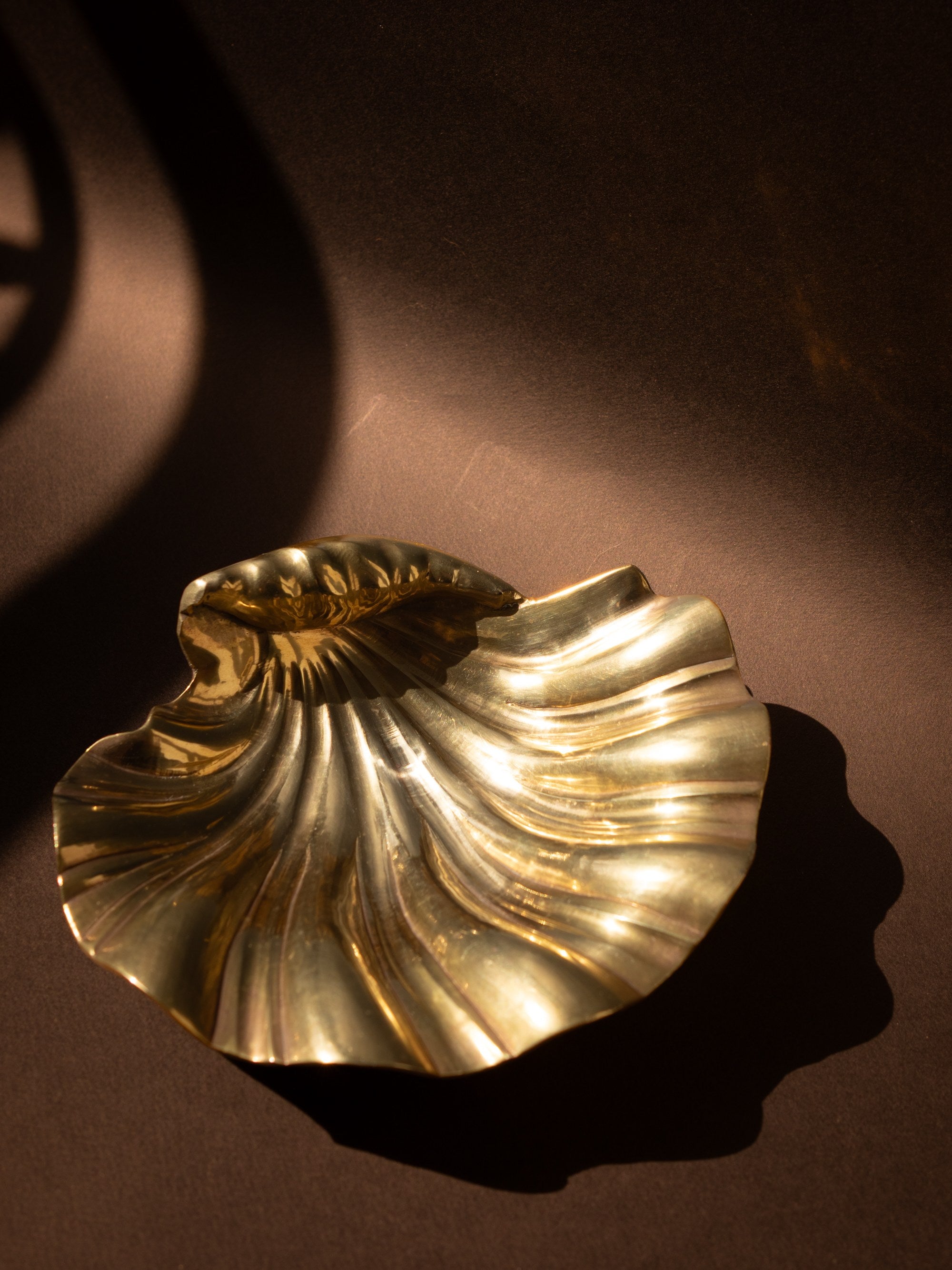 Brass Shell Footed Bowl, France, c. 1960s — detail view