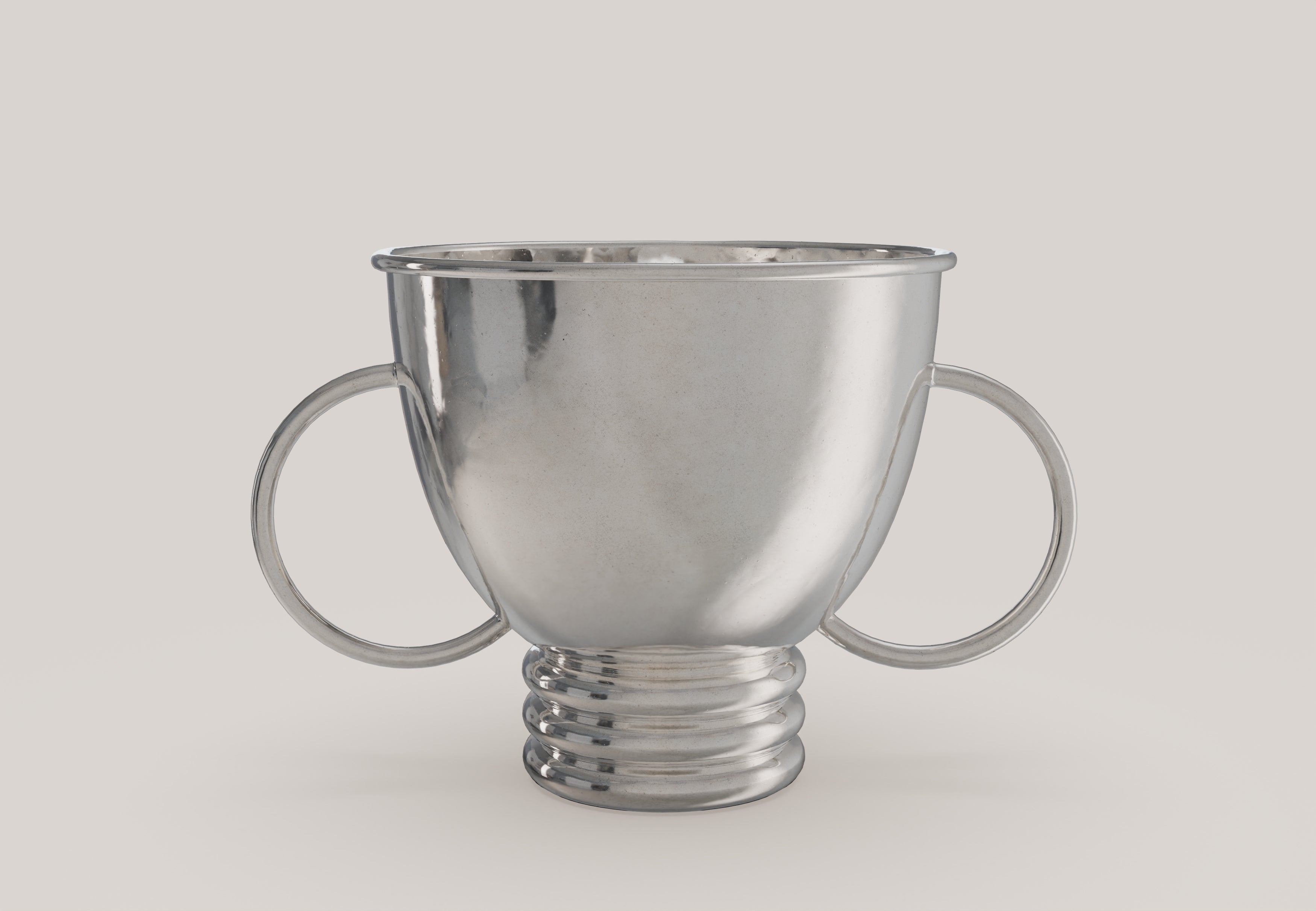 ECHO V2 Wine Bucket for Three Bottle in Pewter — close-up of polished pewter surface