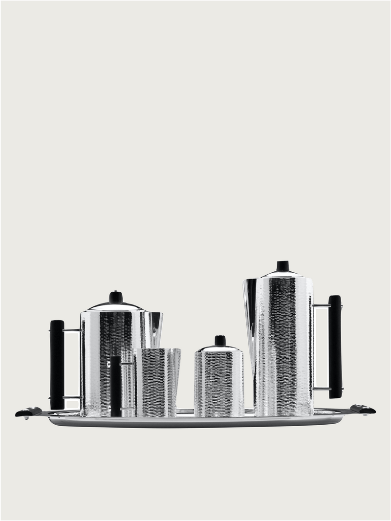 Silver plated Tea Set — top view on a white background