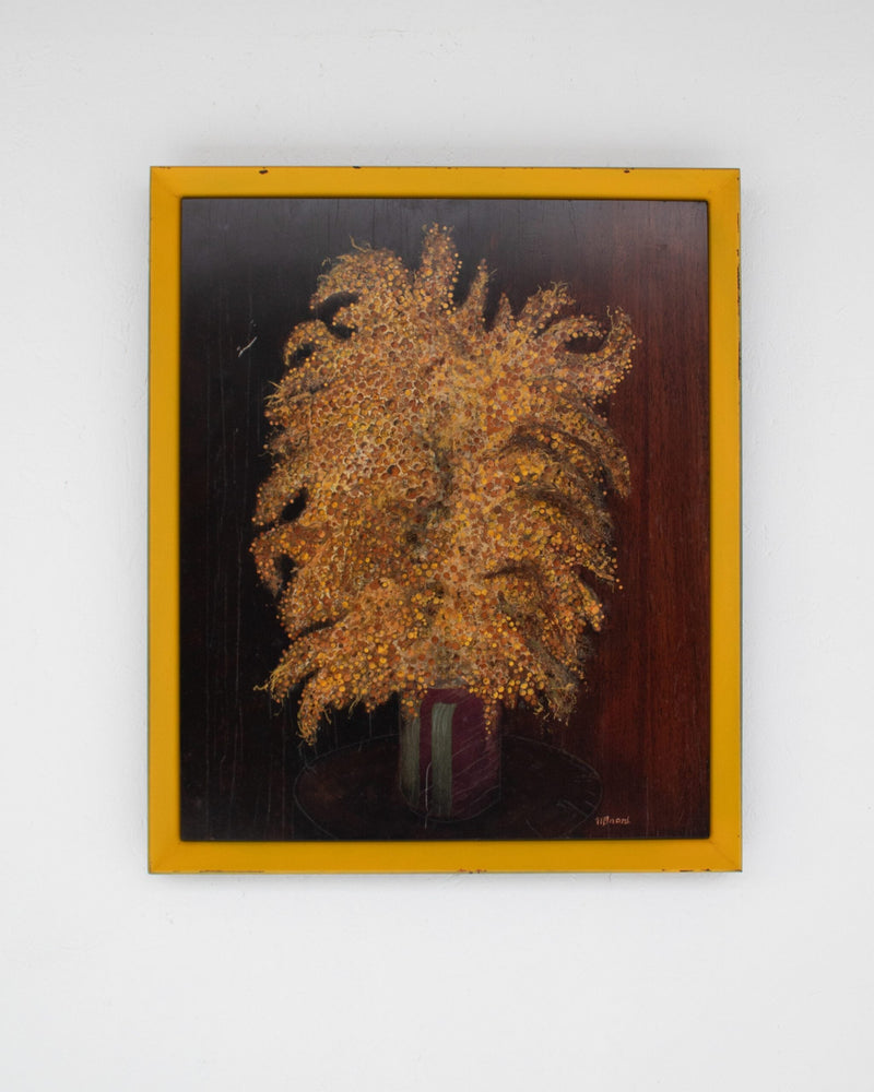 Michel Briard Floral Composition Painting in Yellow Frame by Malata Antwerp | The Oblist