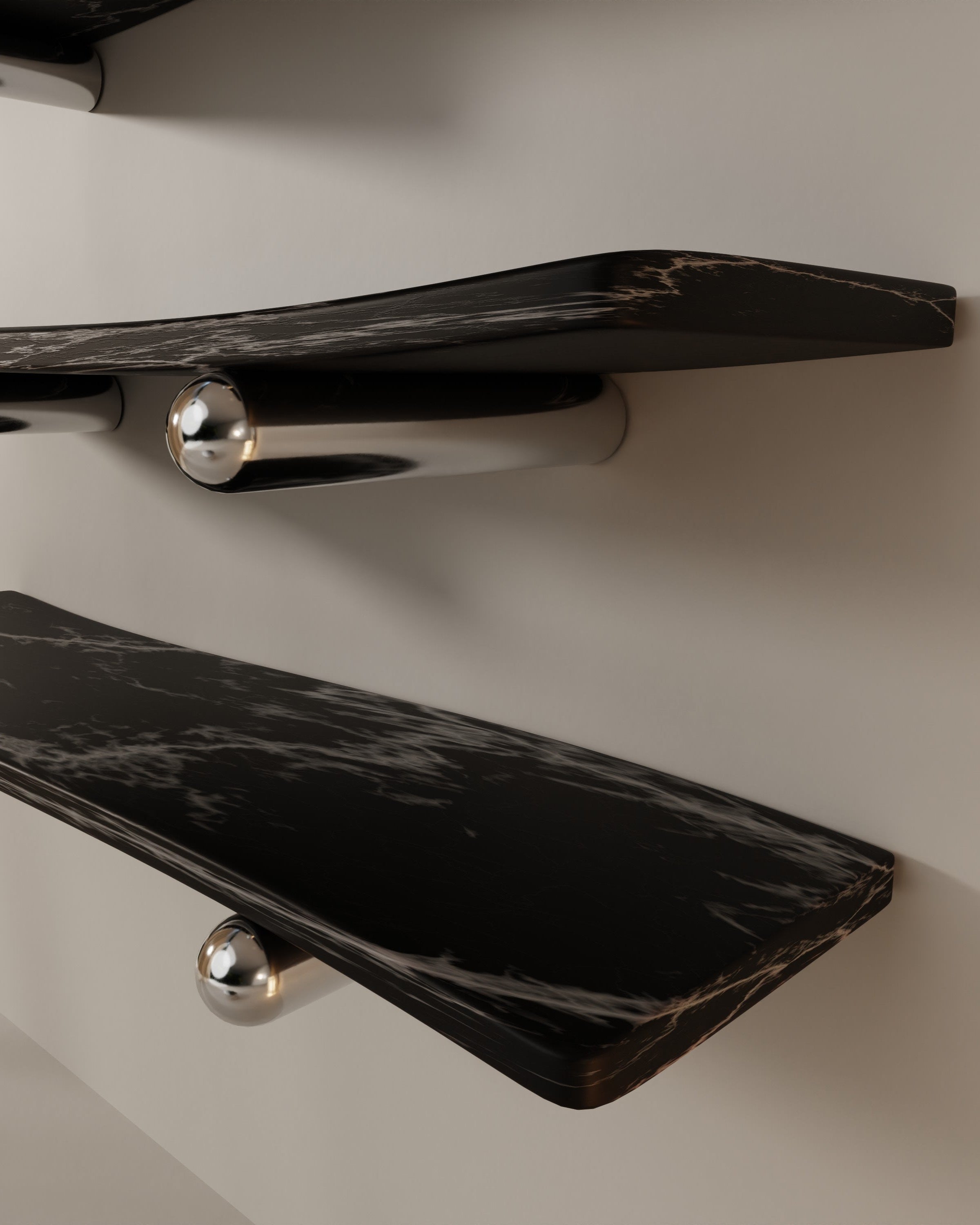 “VELO” Shelves | Marble Stainless Steel