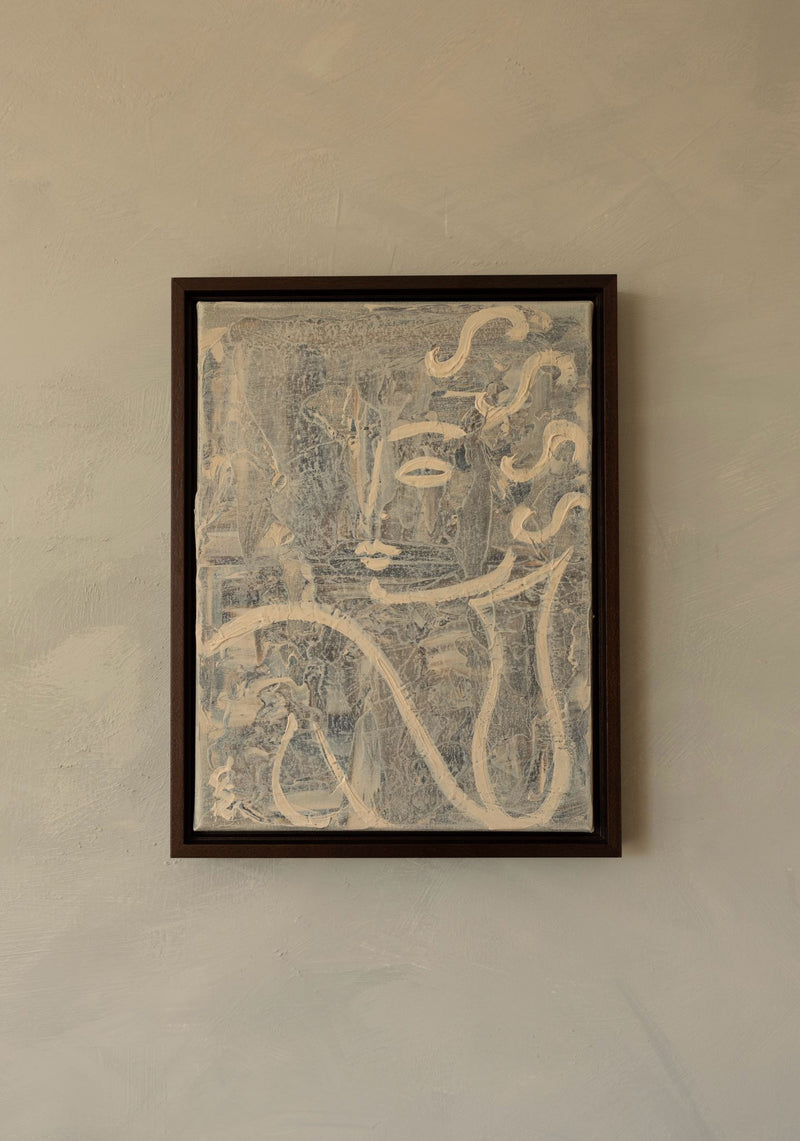 Abstract expressionist painting with flowing curves and muted tones by Claire de Wolf