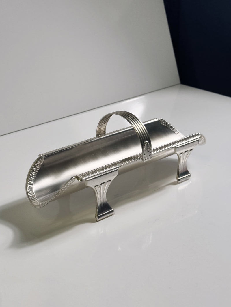Silver Art Deco grissini holder with decorative handle detail