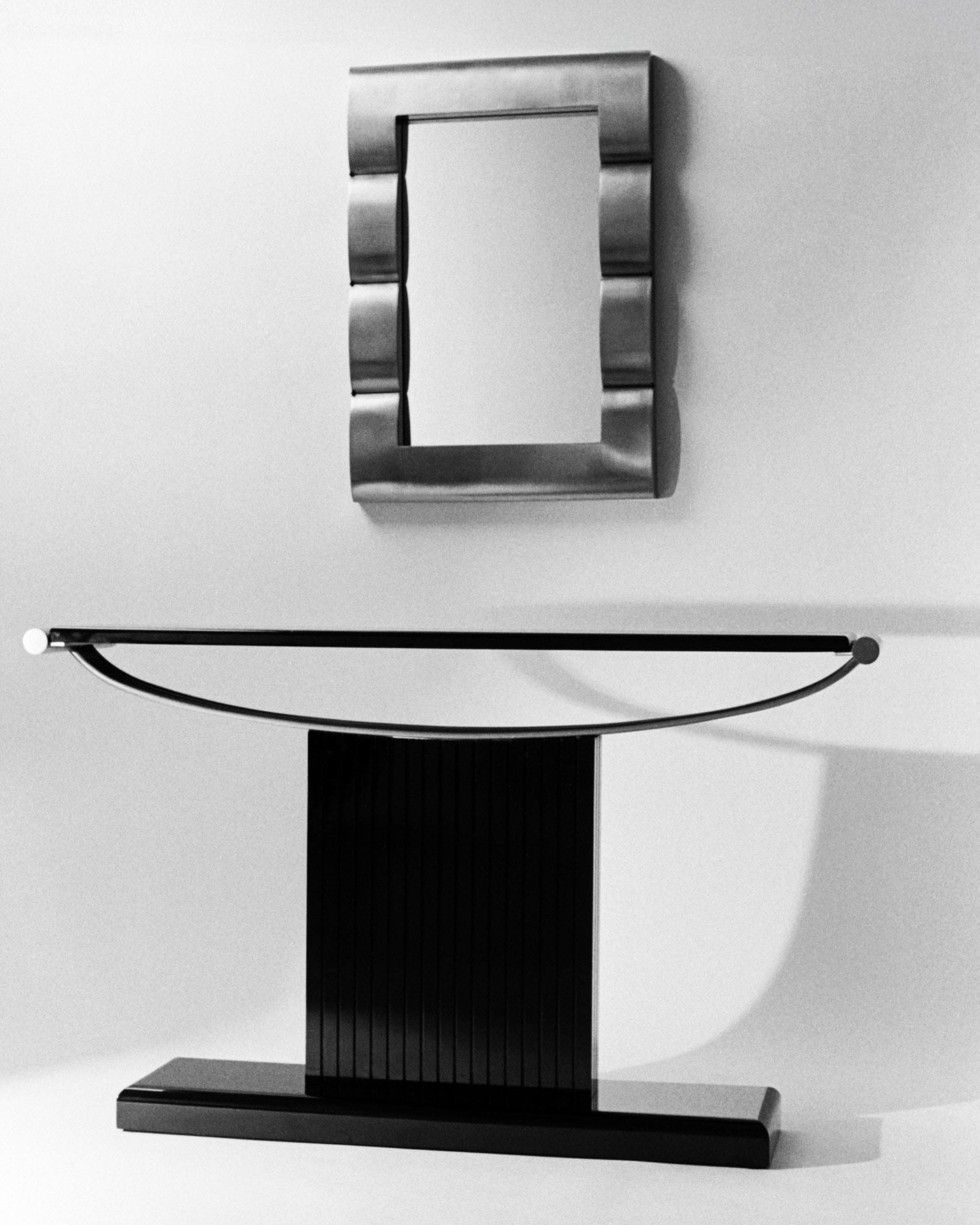 Console "The Portico" | Stainless Steel & Lacquered Wood — alternate view