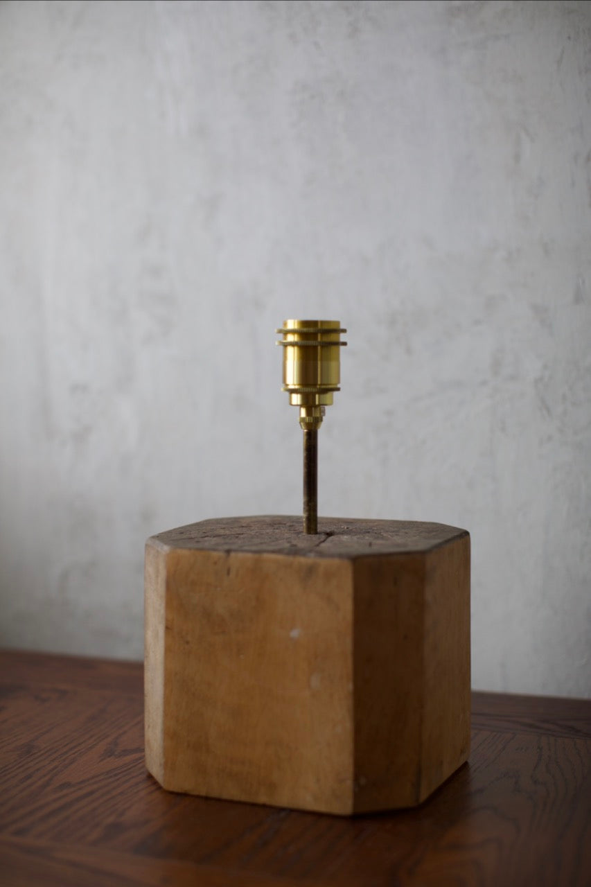 1960's Table Lamp — back view of wooden base and brass socket