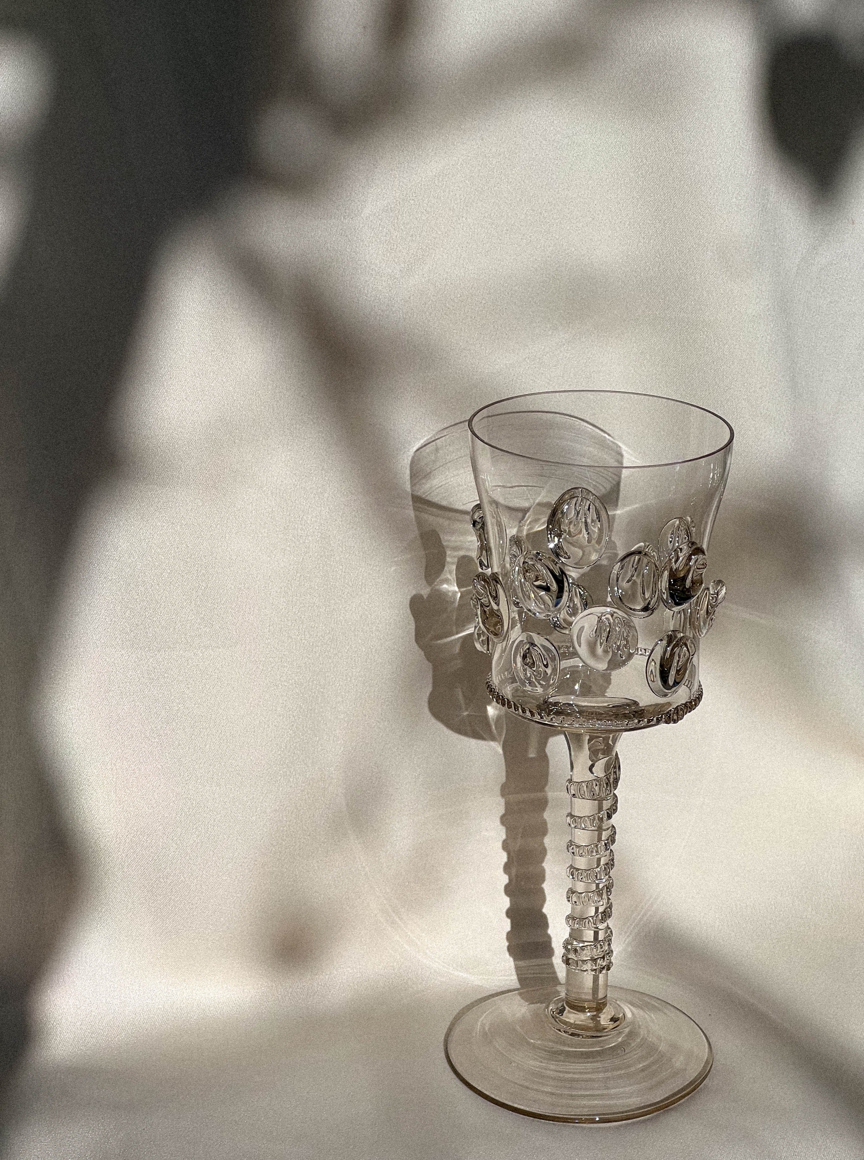 Pair of Mouthblown Wine Glass - Dots