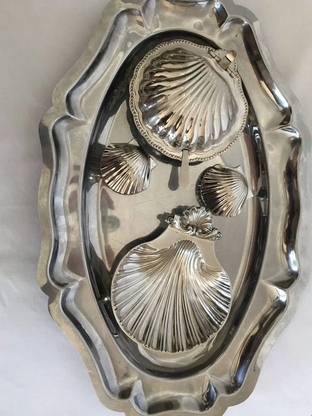 Vintage Silver-Plated Shell Dish (England) — side angle