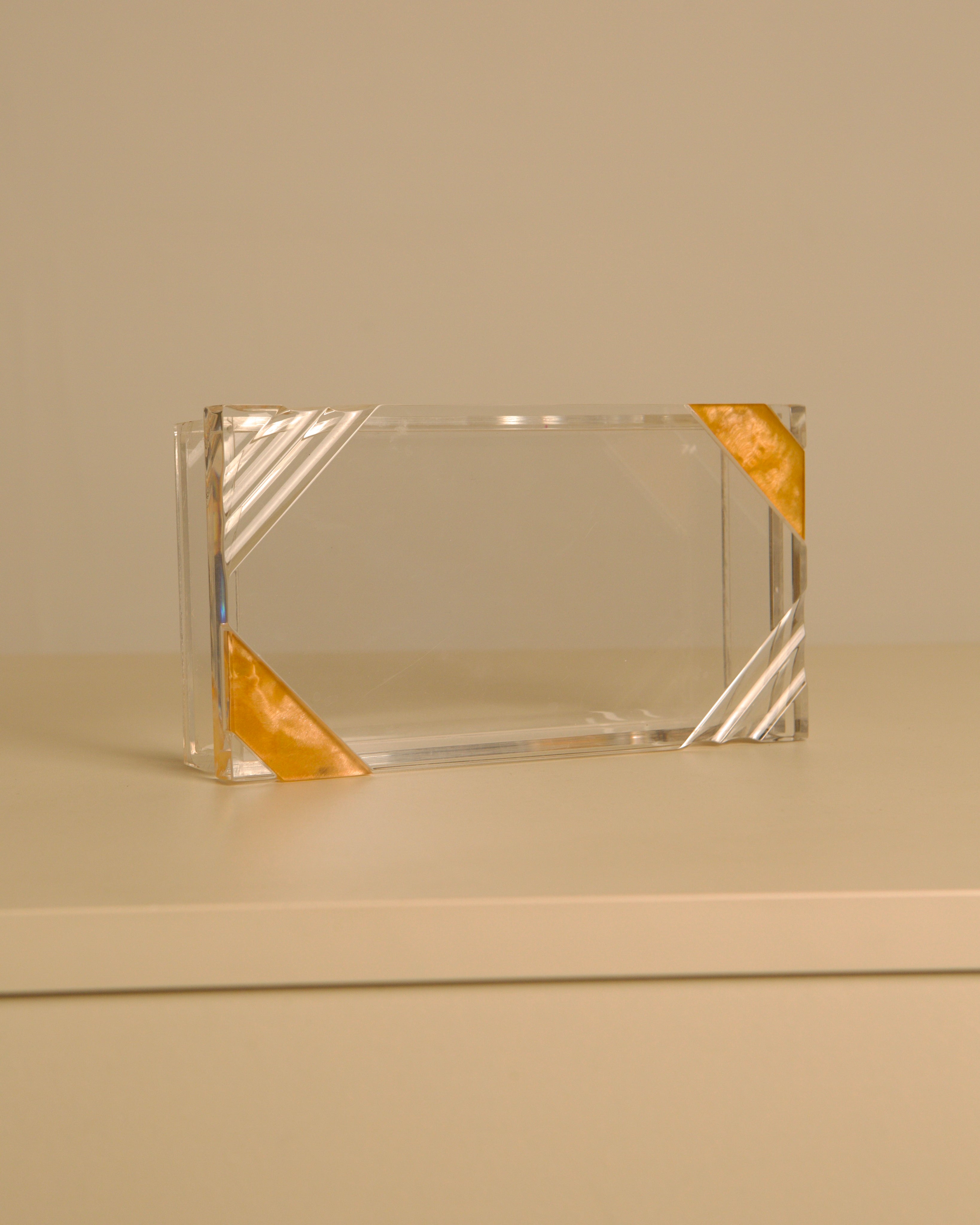 talian Rectangular Lucite & Wood Box, 1970s — alternate view