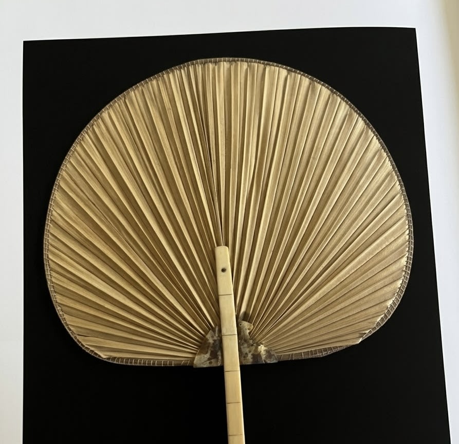 Antique Palm Leaf Fan — side angle