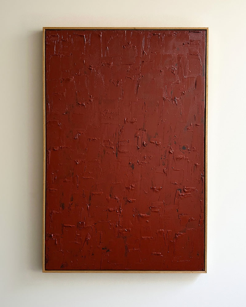 Indian Red - Burnt Painting by Roi Elmaliah | The Oblist — textured red canvas