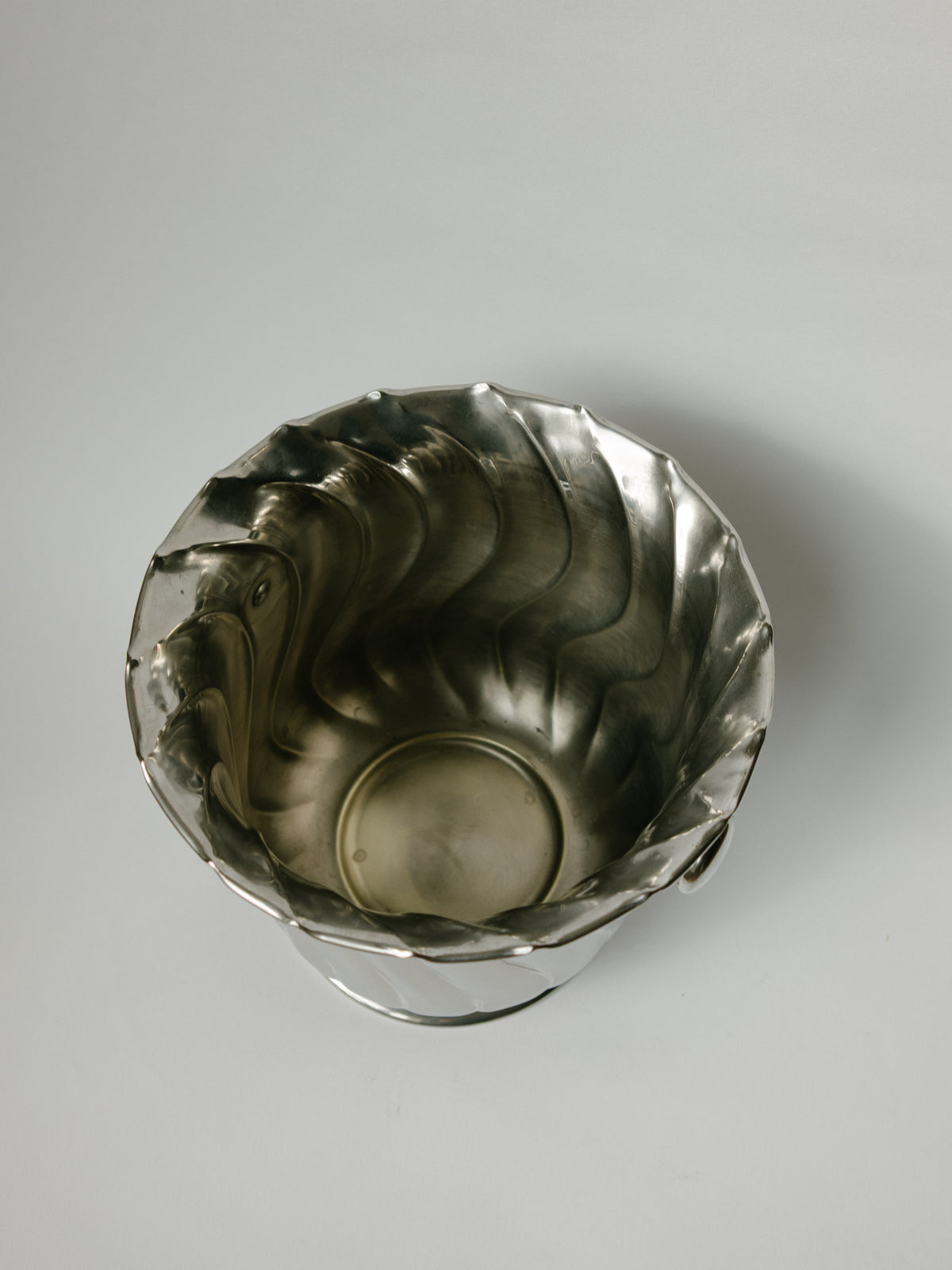 Silver-Plated Italian Fluted Champagne Bucket by Metall Art PD - c. 1970s — lifestyle setting