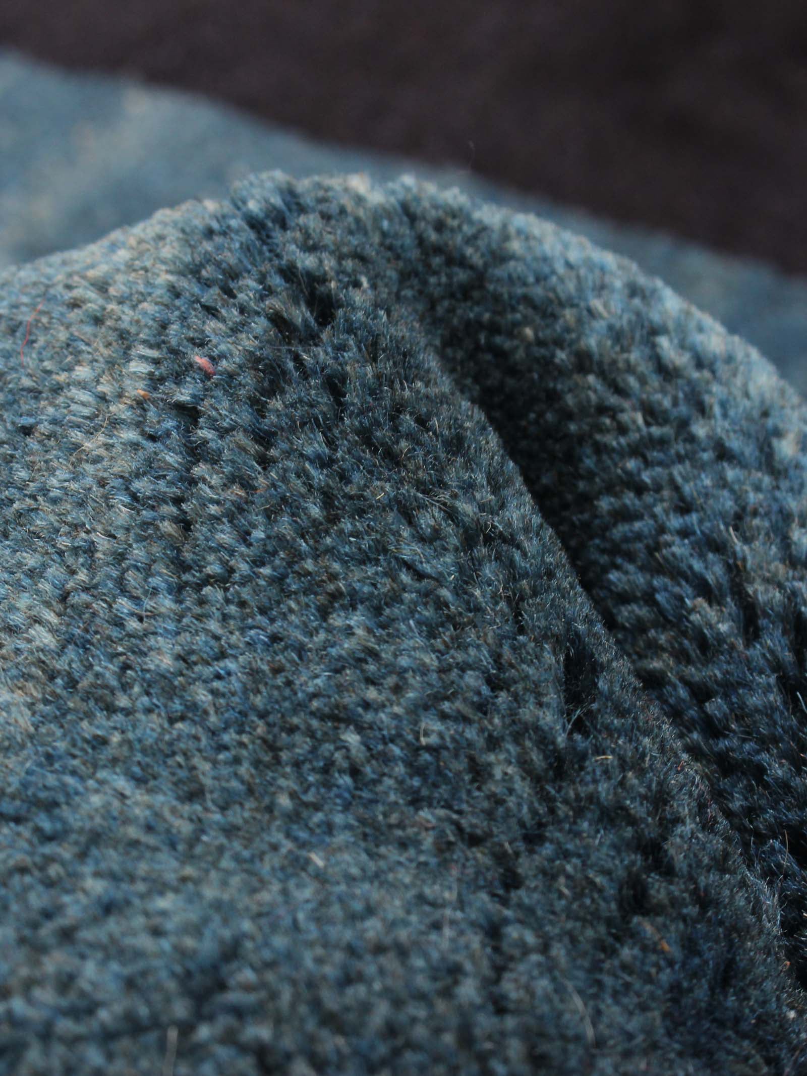 Gabbeh Rug in Cobalt 119 x 177 cm — close-up of textured blue wool fibers