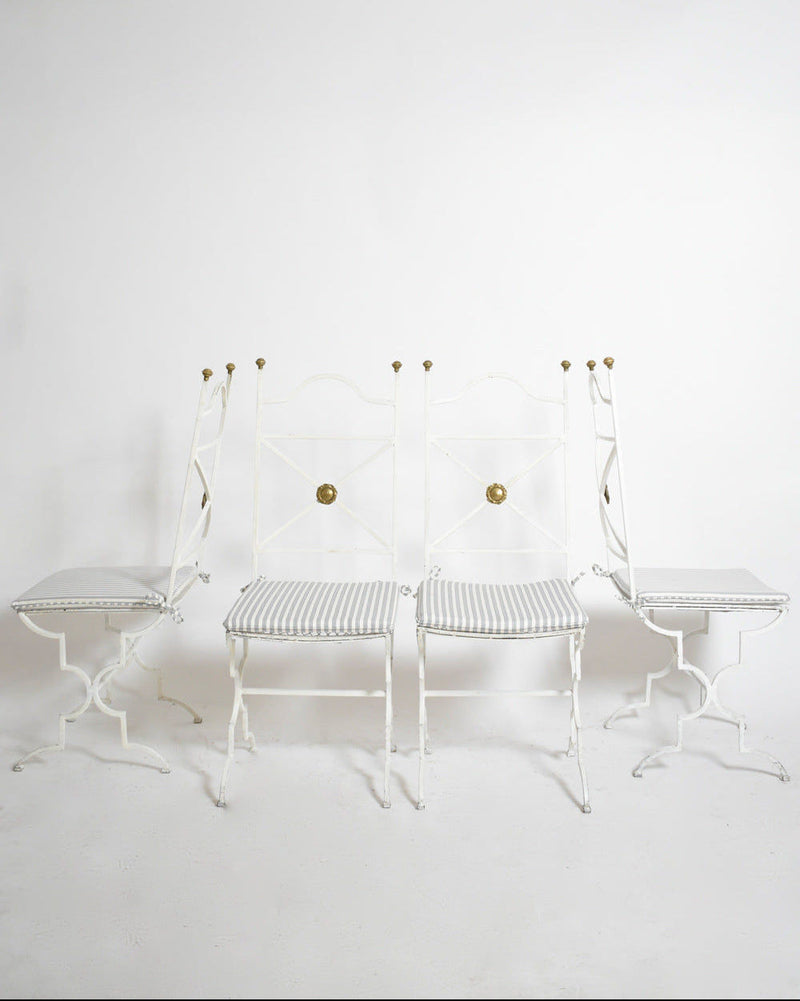 Set of Four White Wrought Iron Chairs, 1940s by Barracuda Interiors | The Oblist