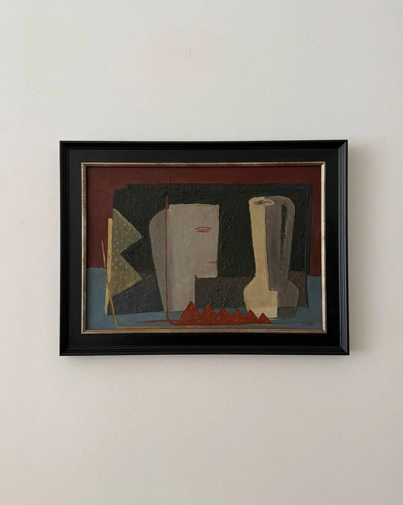 Cubist Still Life, Oil on Canvas, 1960s by Galerie Storm | The Oblist — vintage oil painting, muted colors