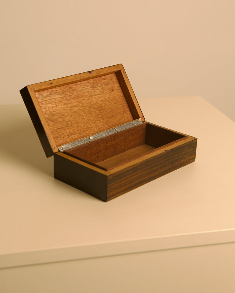 Rectangular Box Made of Solid Wood, 1960s — open view showing interior craftsmanship