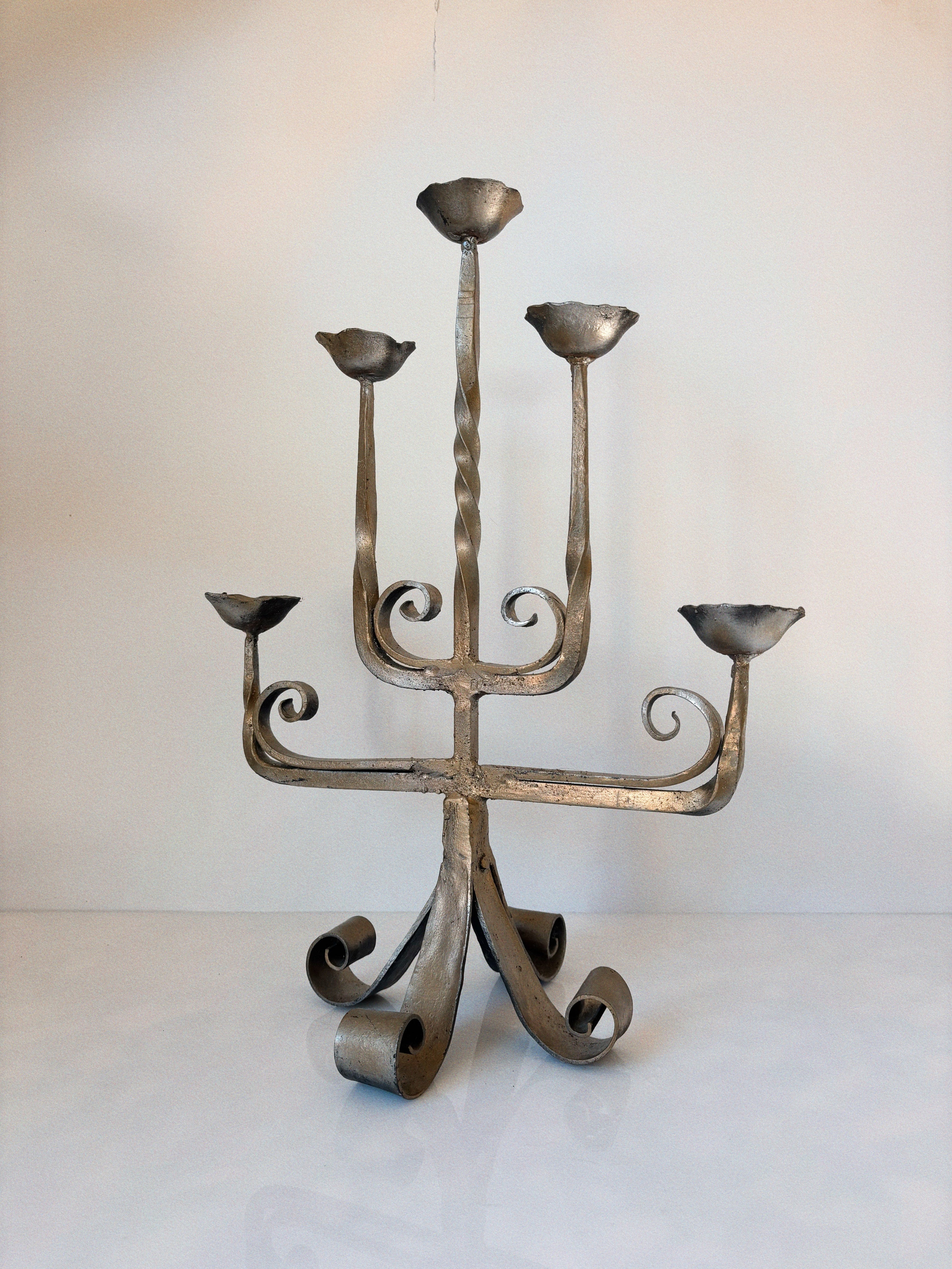 Folk Art 5 Arm Candelabra, Poland — detail view