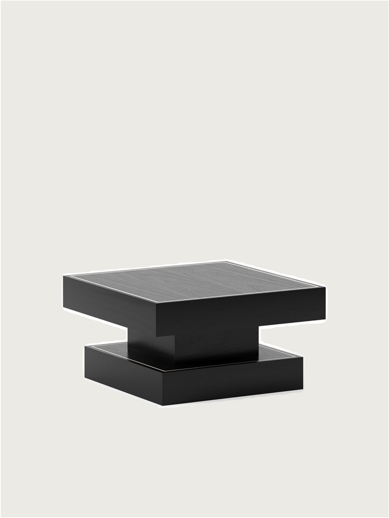 Keys Coffee Table — close-up of black wood surface and edges