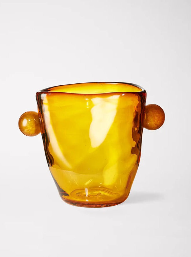 Mouthblown Oliver Vase — side angle showing amber glass material