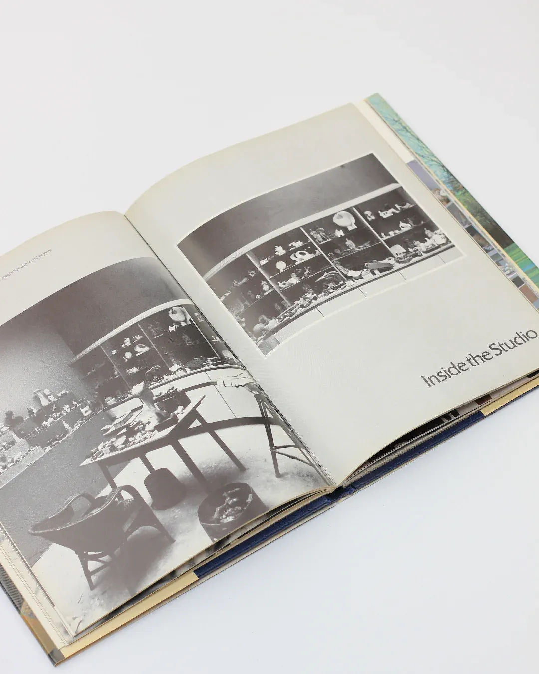 With Henry Moore' Art Book — open view showing black and white studio photographs