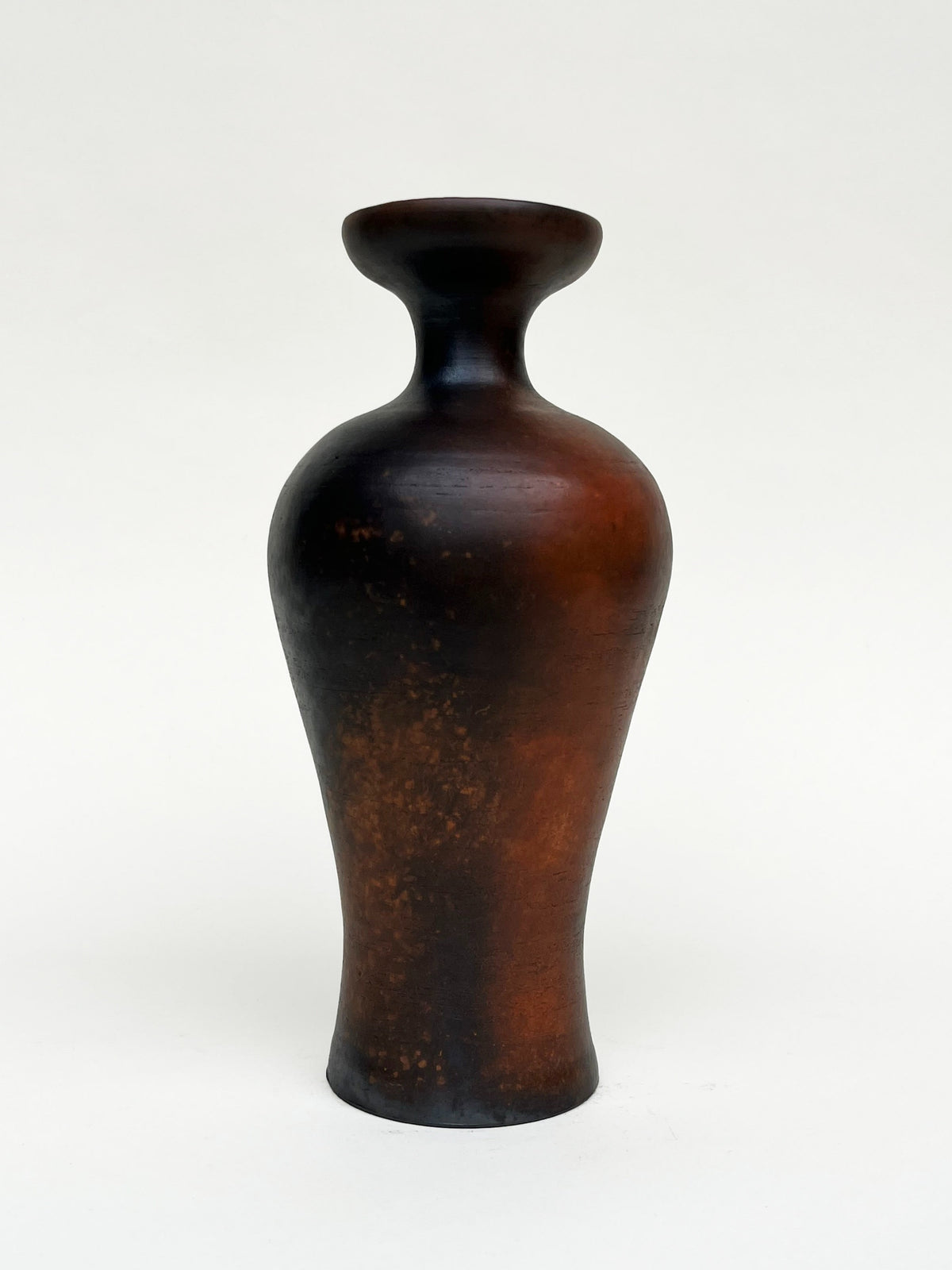 Narang Vase – Terra sigillata, metallic smoke-fired raku — side angle
