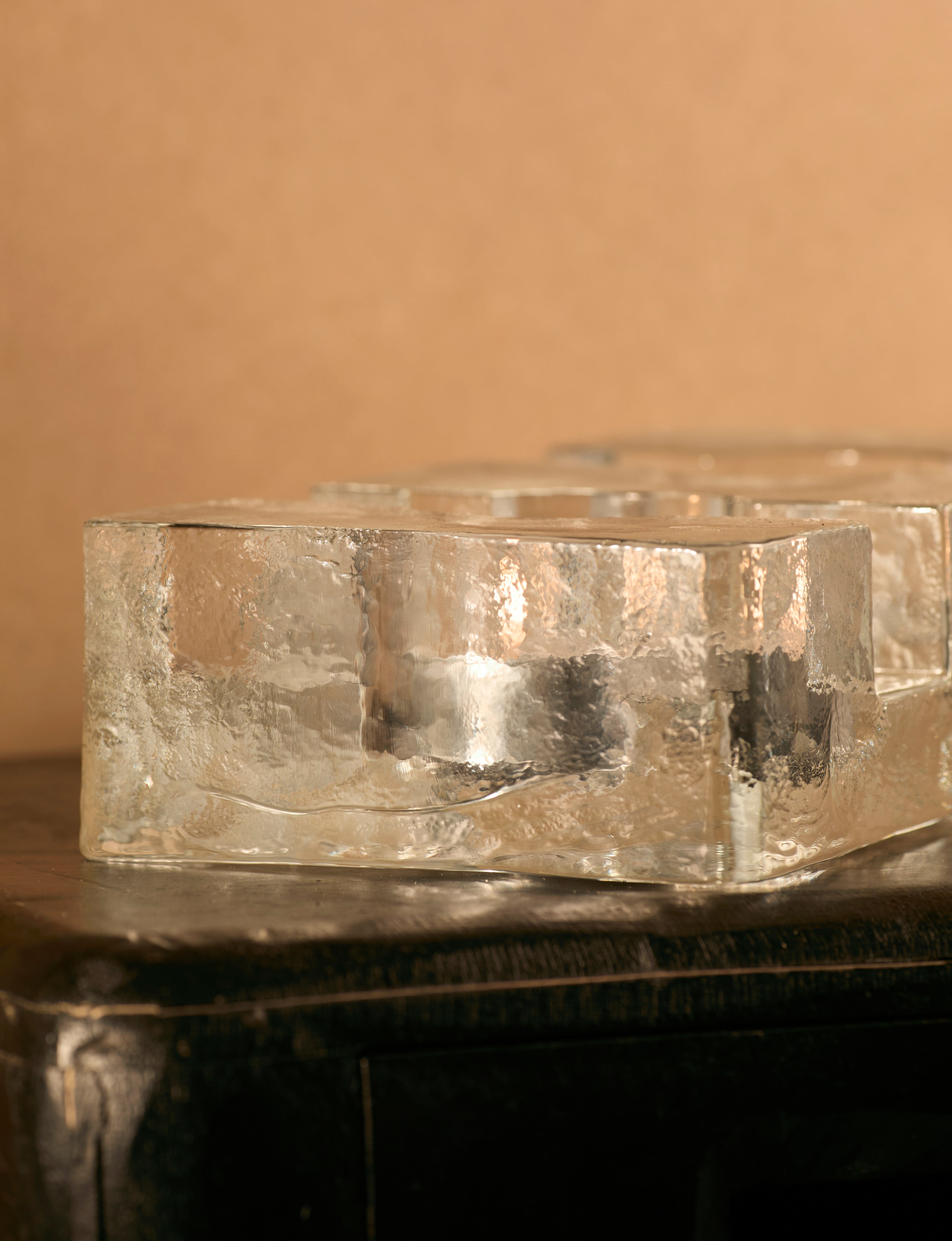 Important Bougeoir en Verre Transparent Scandinave / Réchaud à Théière vers 1960