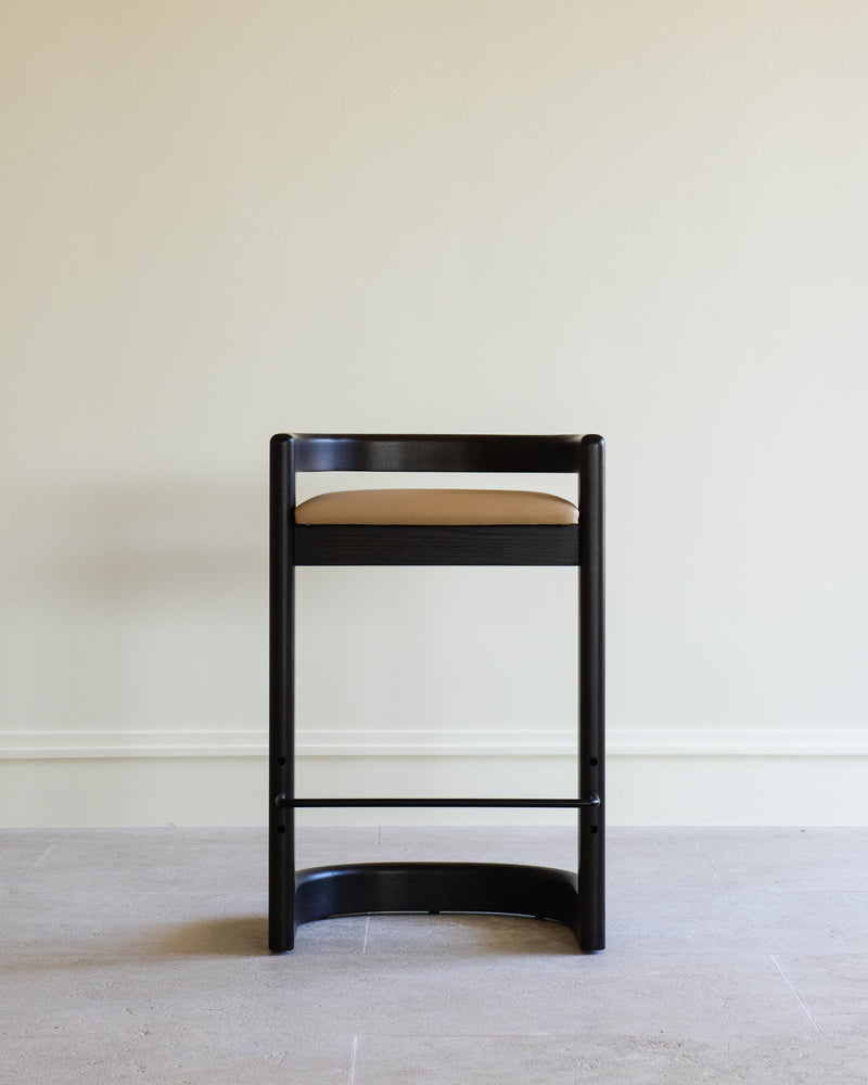 Modern Branden barstool with black frame and tan leather seat