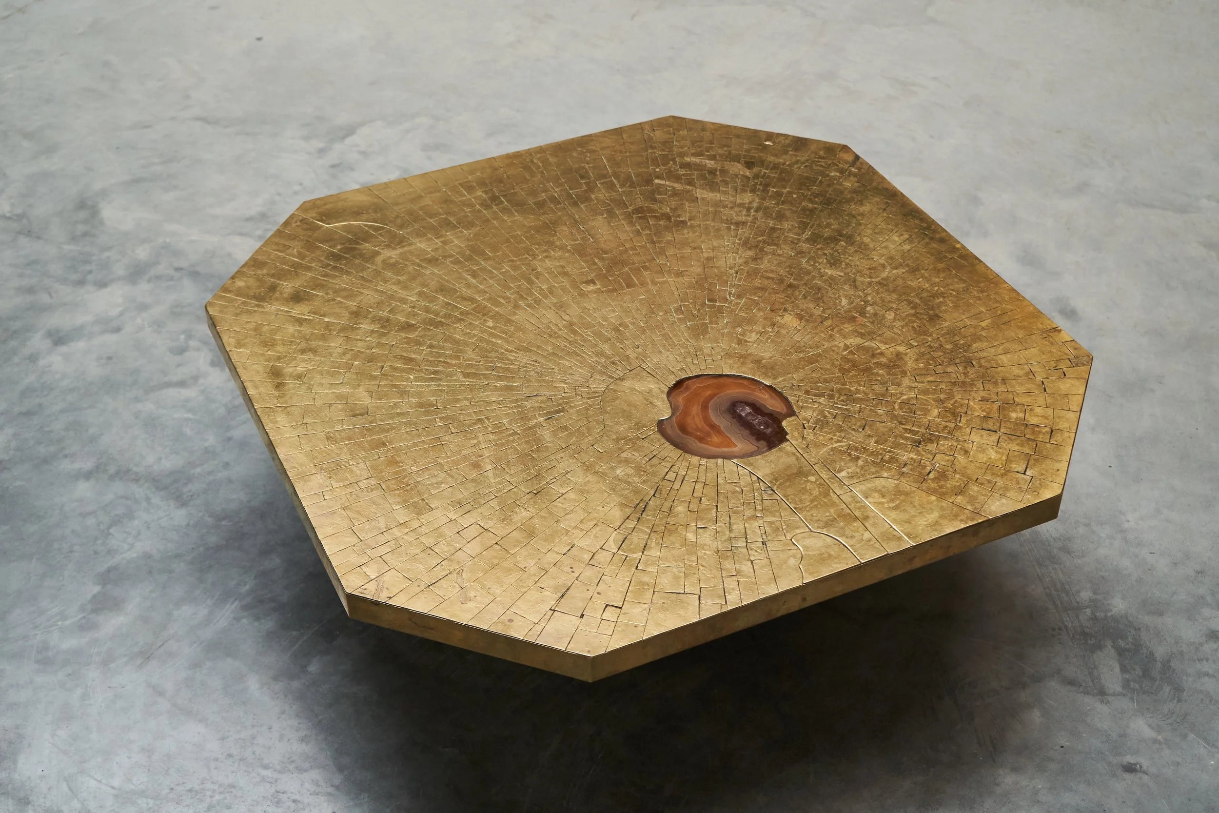 Christian Krekels Art Coffee Table in Inlaid Brass and Agate 1989 — additional view
