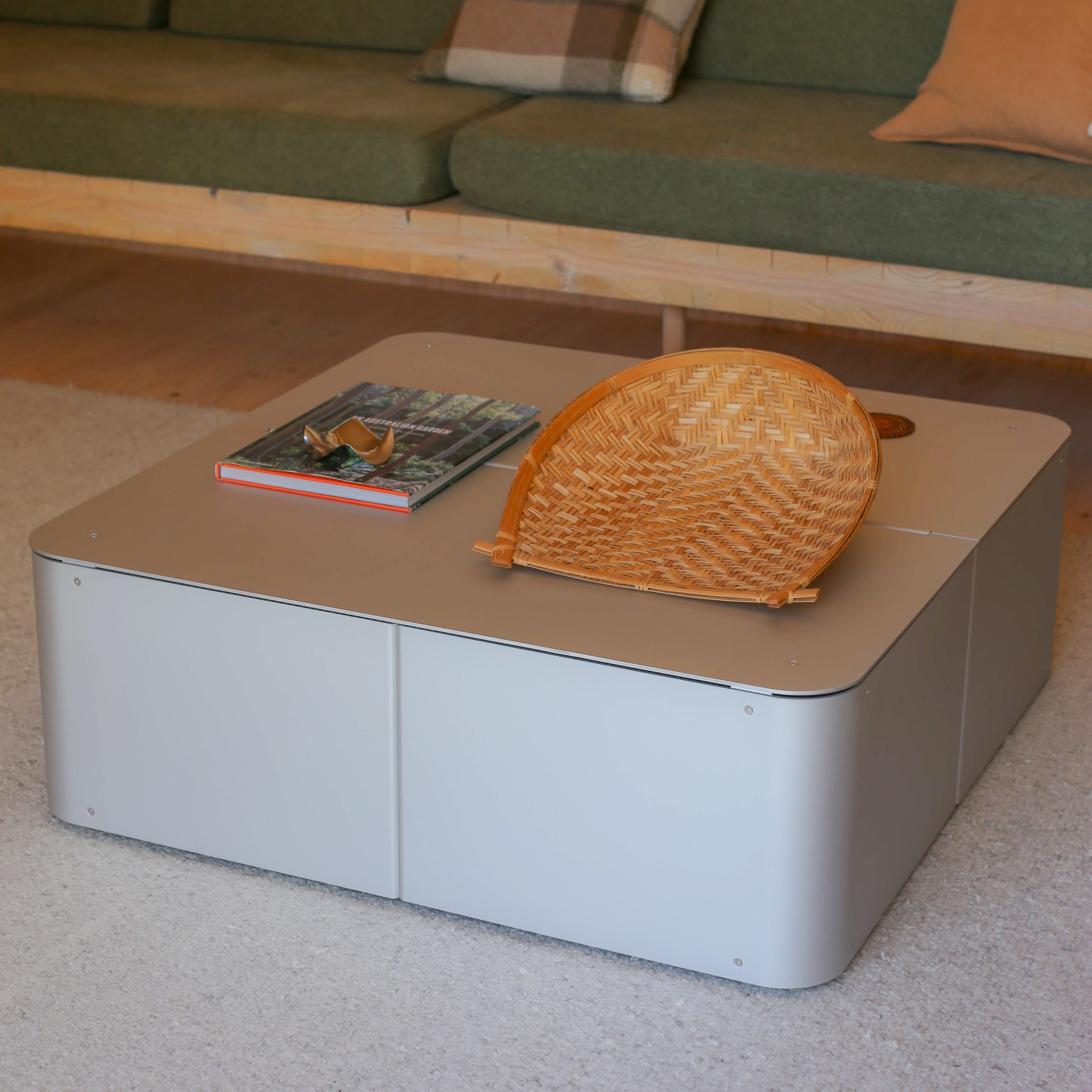 Gadroon Coffee Table in Aluminium — side angle