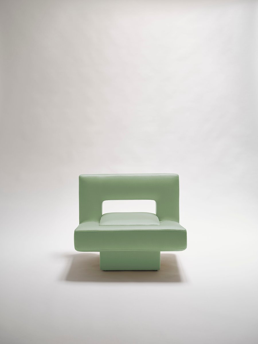 "Soft Block" sculptural Armchair — alternate view