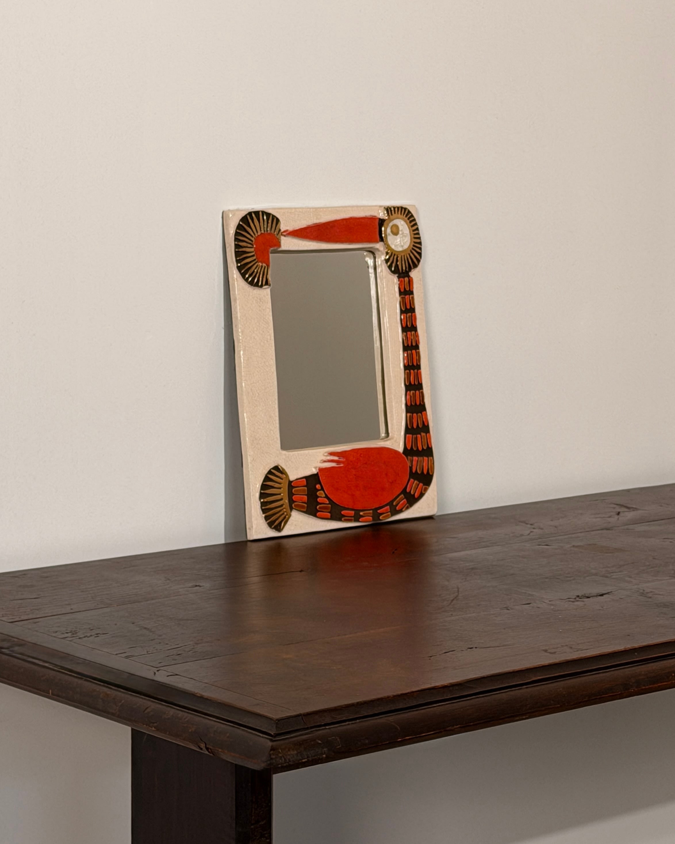 Very rare « Pélican » mirror by Mithé Espelt — detail view