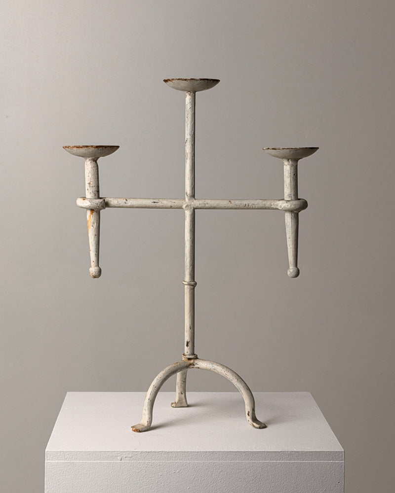 White-patinated Iron Candelabrum by Figuresdesign | The Oblist — vintage iron, white finish
