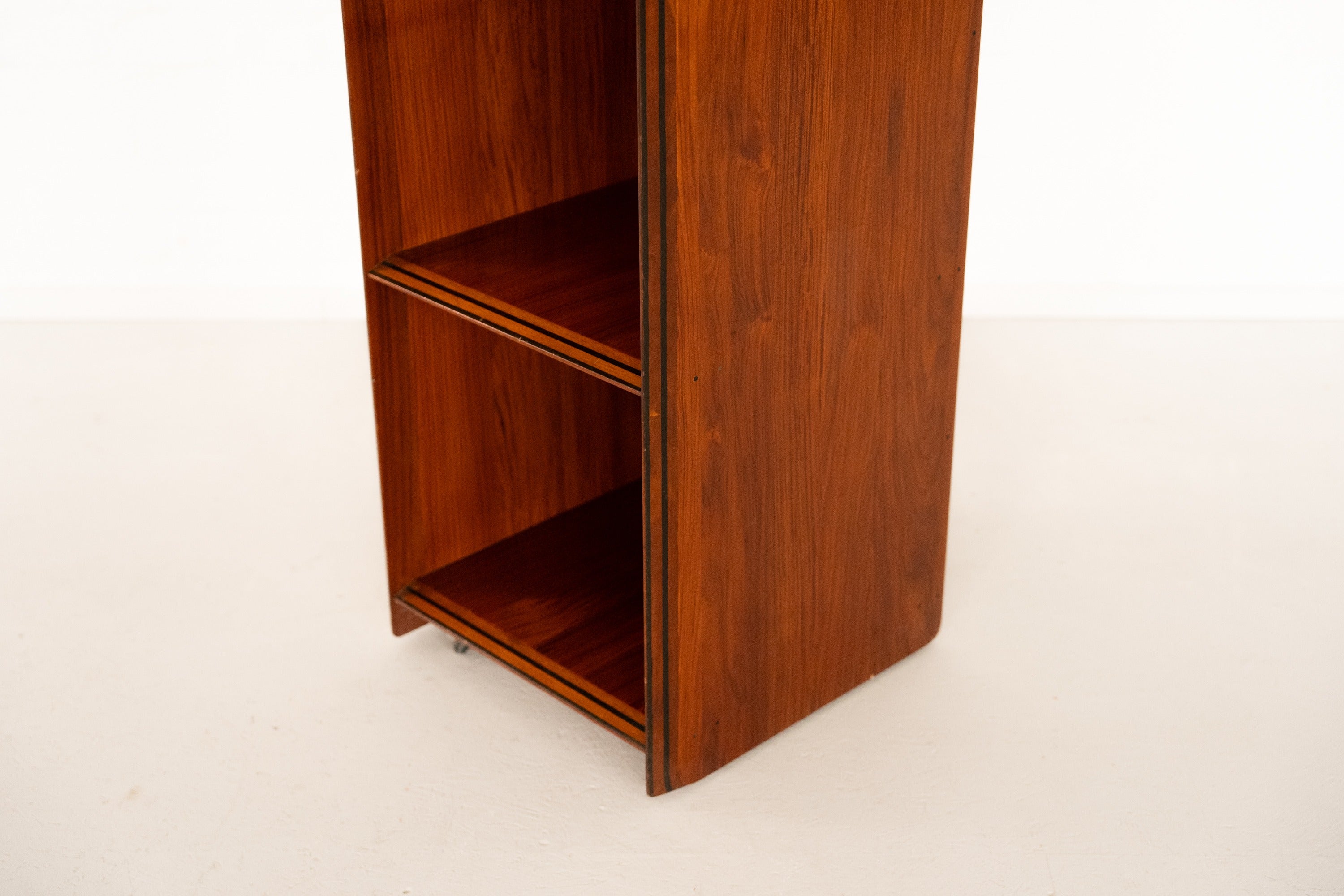 Artona Shelf by Afra & Tobia Scarpa for Maxalto — angled view of walnut wood finish