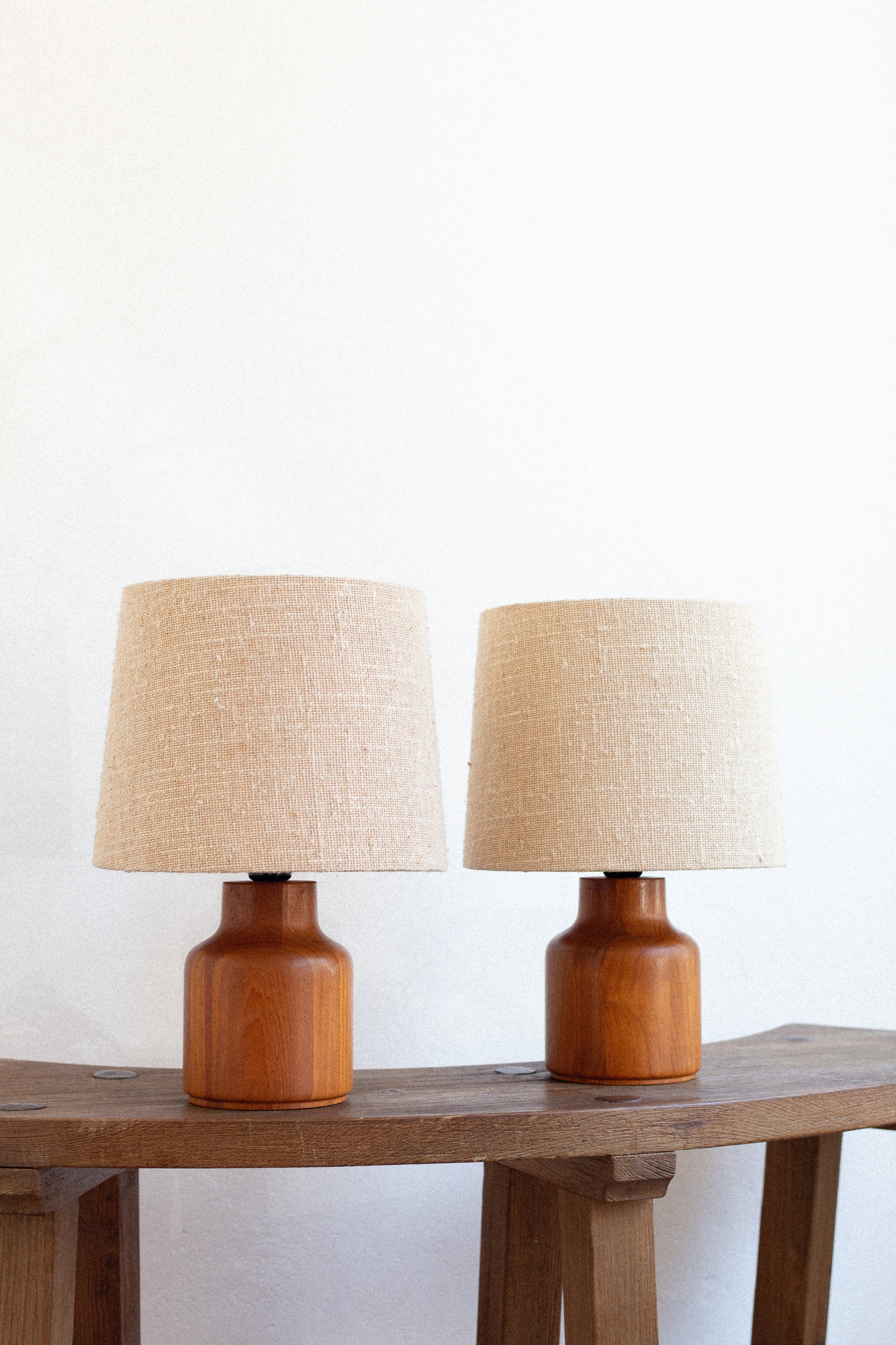 Kirk Copenhagen Teak Table Lamps — side angle