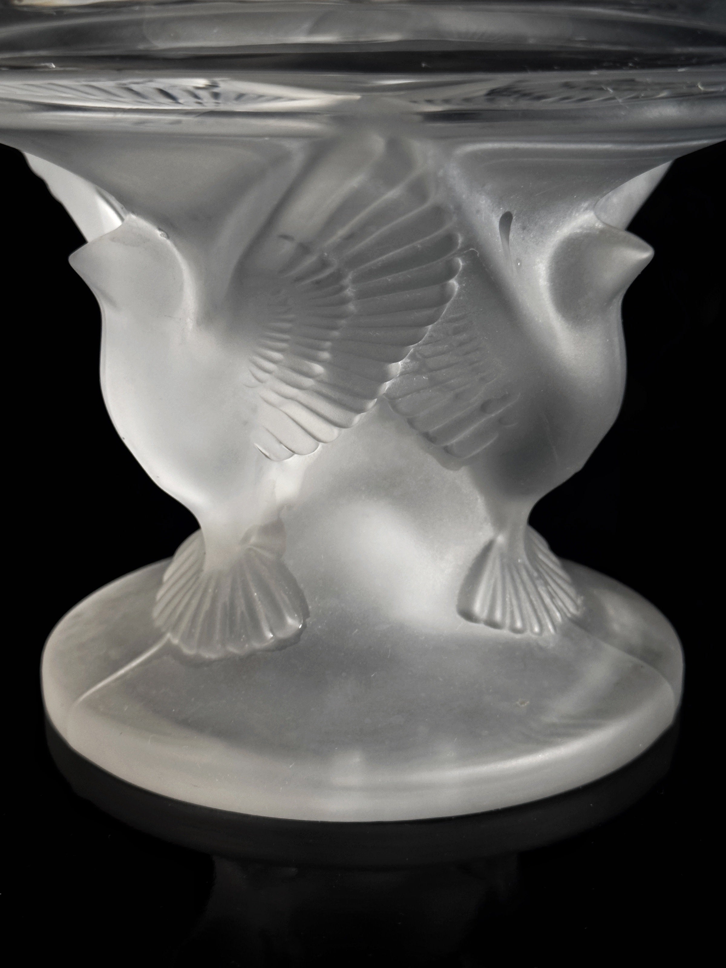 Japanese Art Deco Crystal Centerpiece - Lalique Style 1980s — side angle