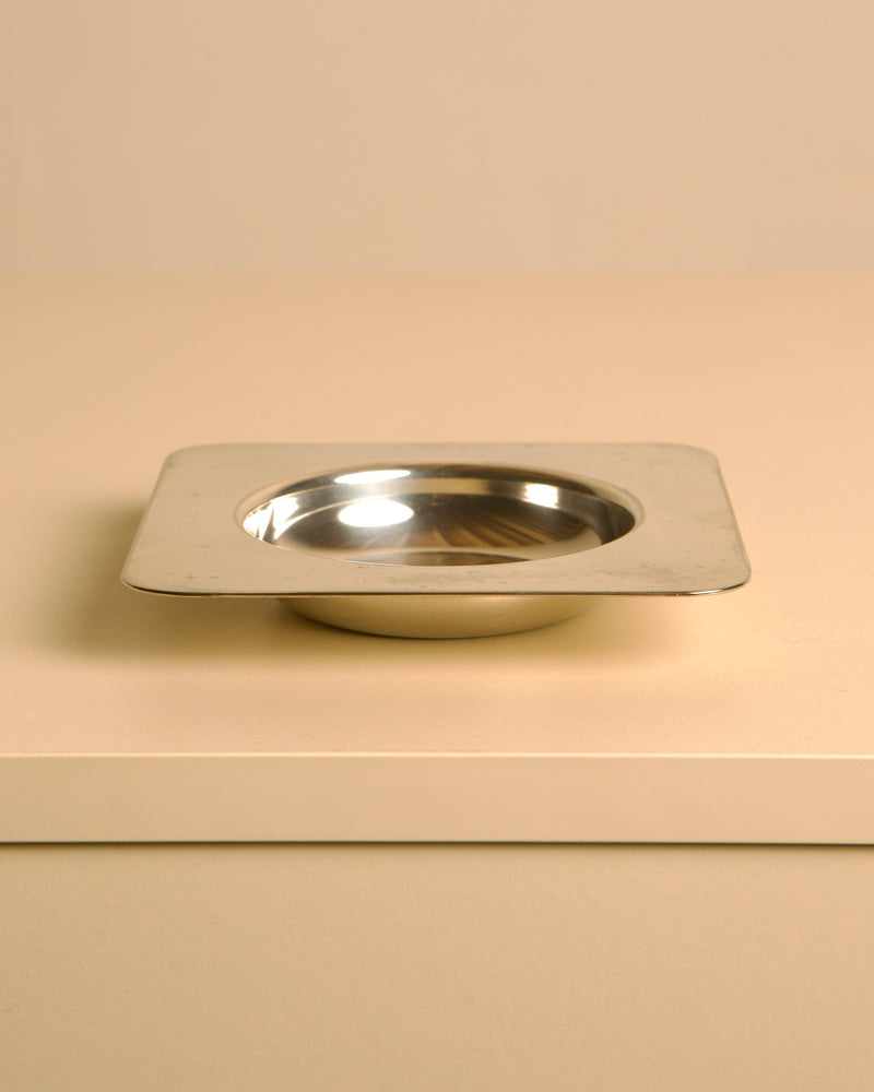 Italian Silver Trinket Tray by PM Italia, 1960s — side view showing polished silver surface