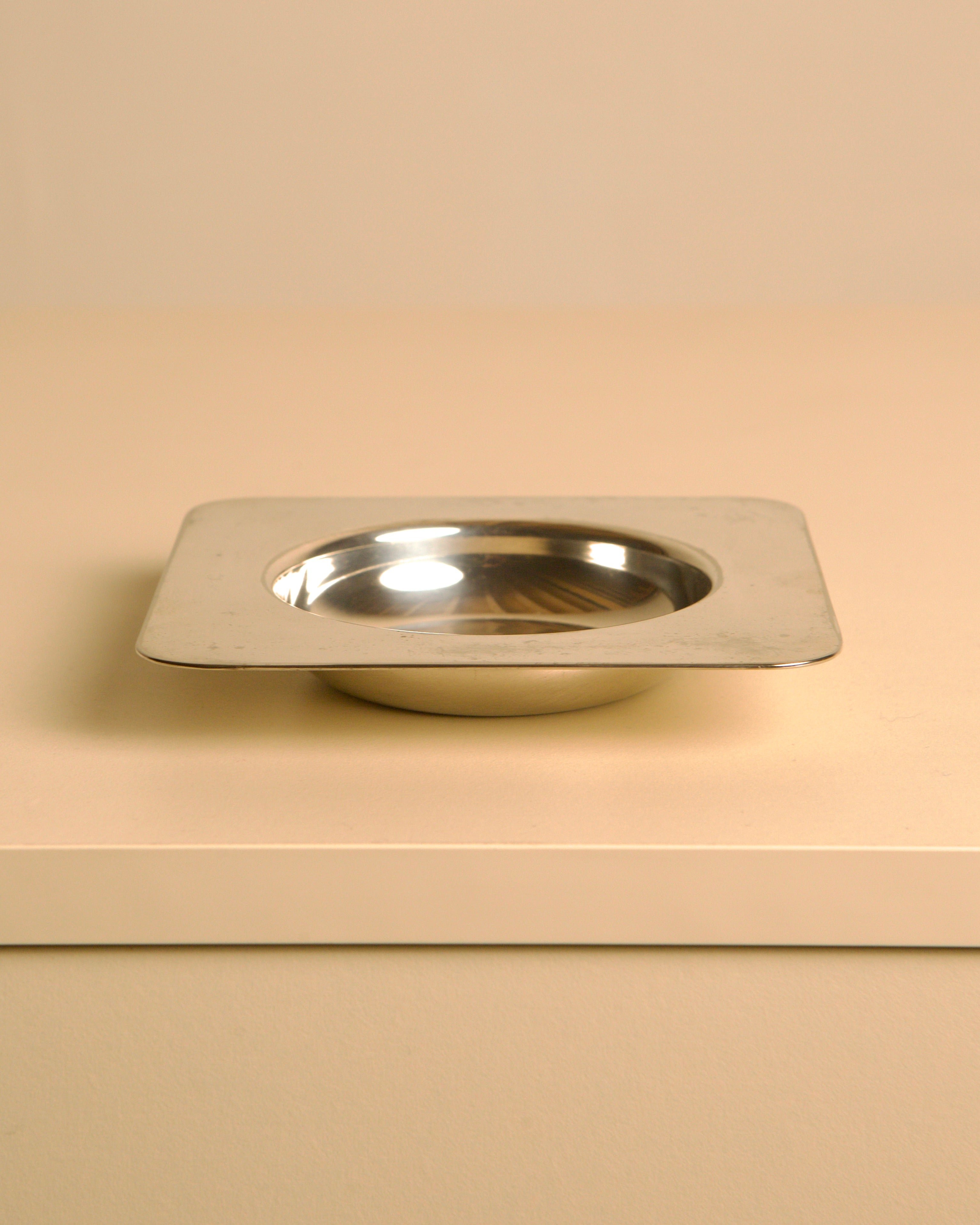Italian Silver Trinket Tray by PM Italia, 1960s — side view showing polished silver surface