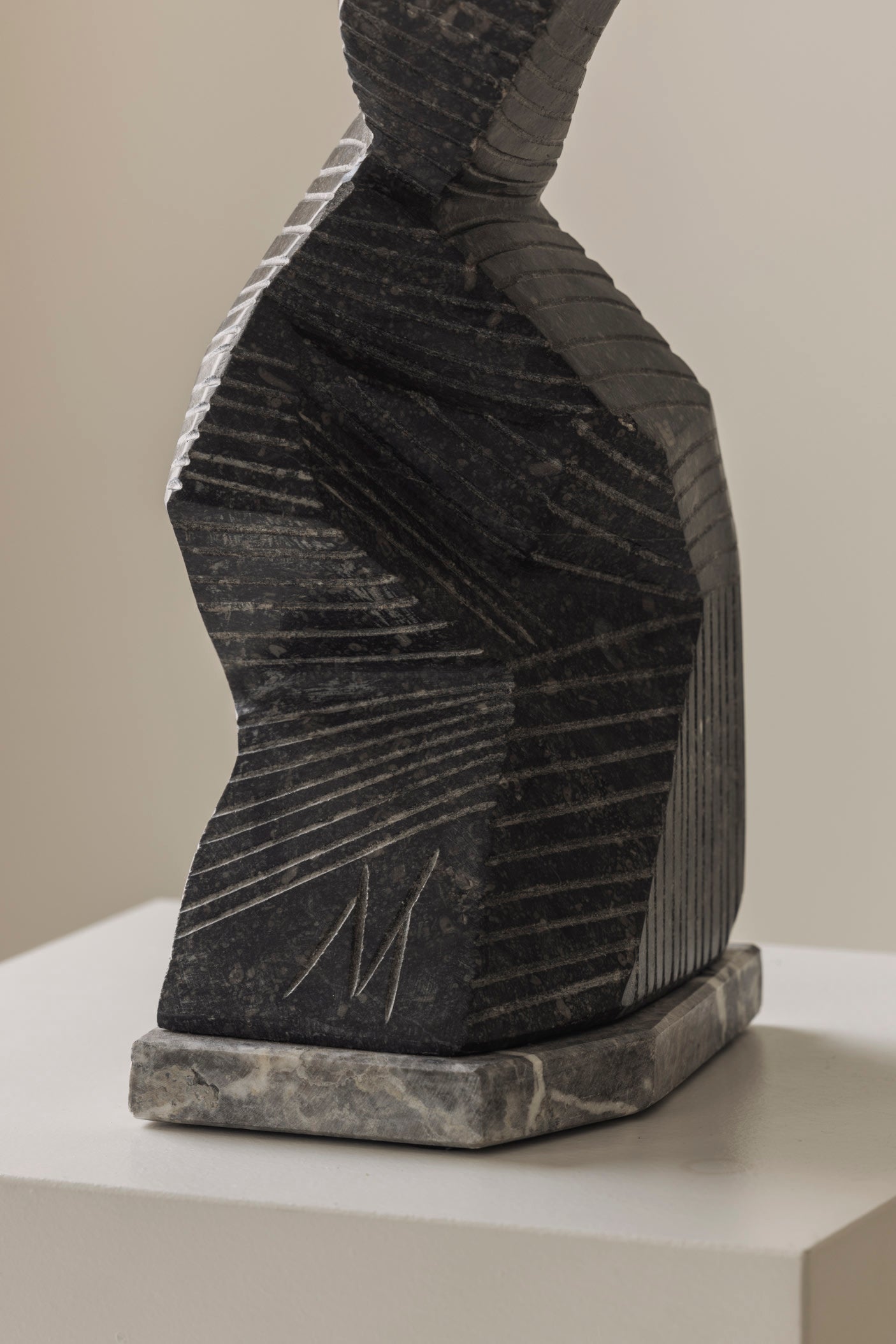 Abstract sculpture Carved from natural stone by Marc Verdoodt, Belgium 1980s. — in context