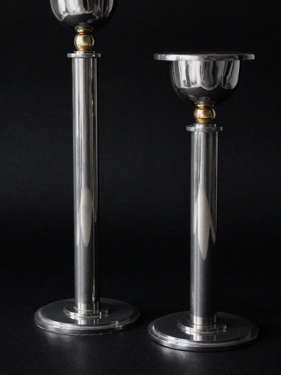 Silver Plated And Brass Candle Holders Set