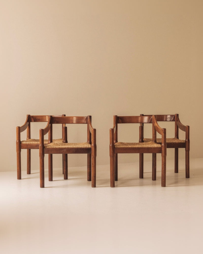 Set of four Carimate chairs by Vico Magistretti for Cassina, Italy 1970s. by Modern Living | The Oblist