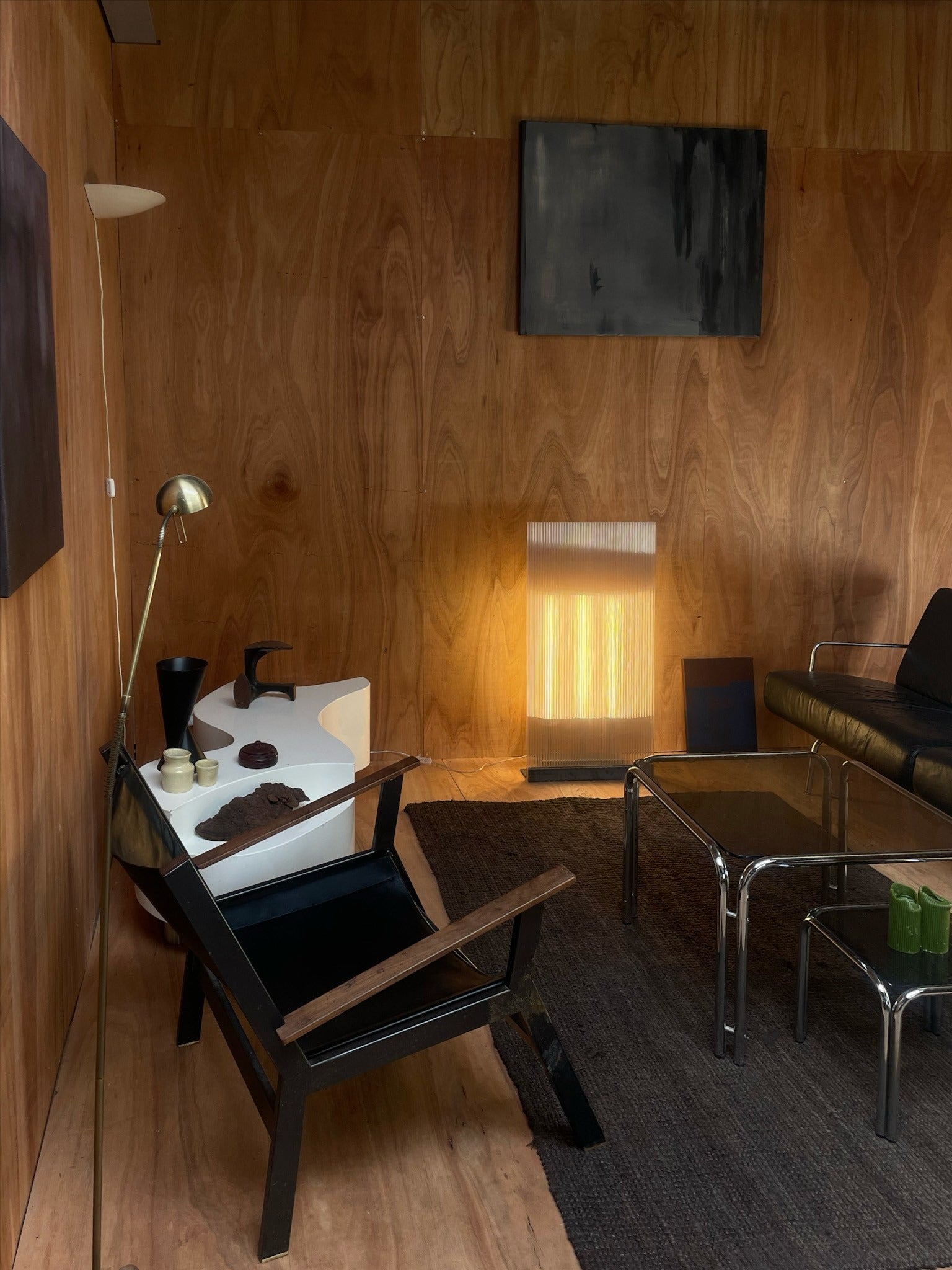 POLY-C-3 Floor Lamp — back view in modern wooden interior