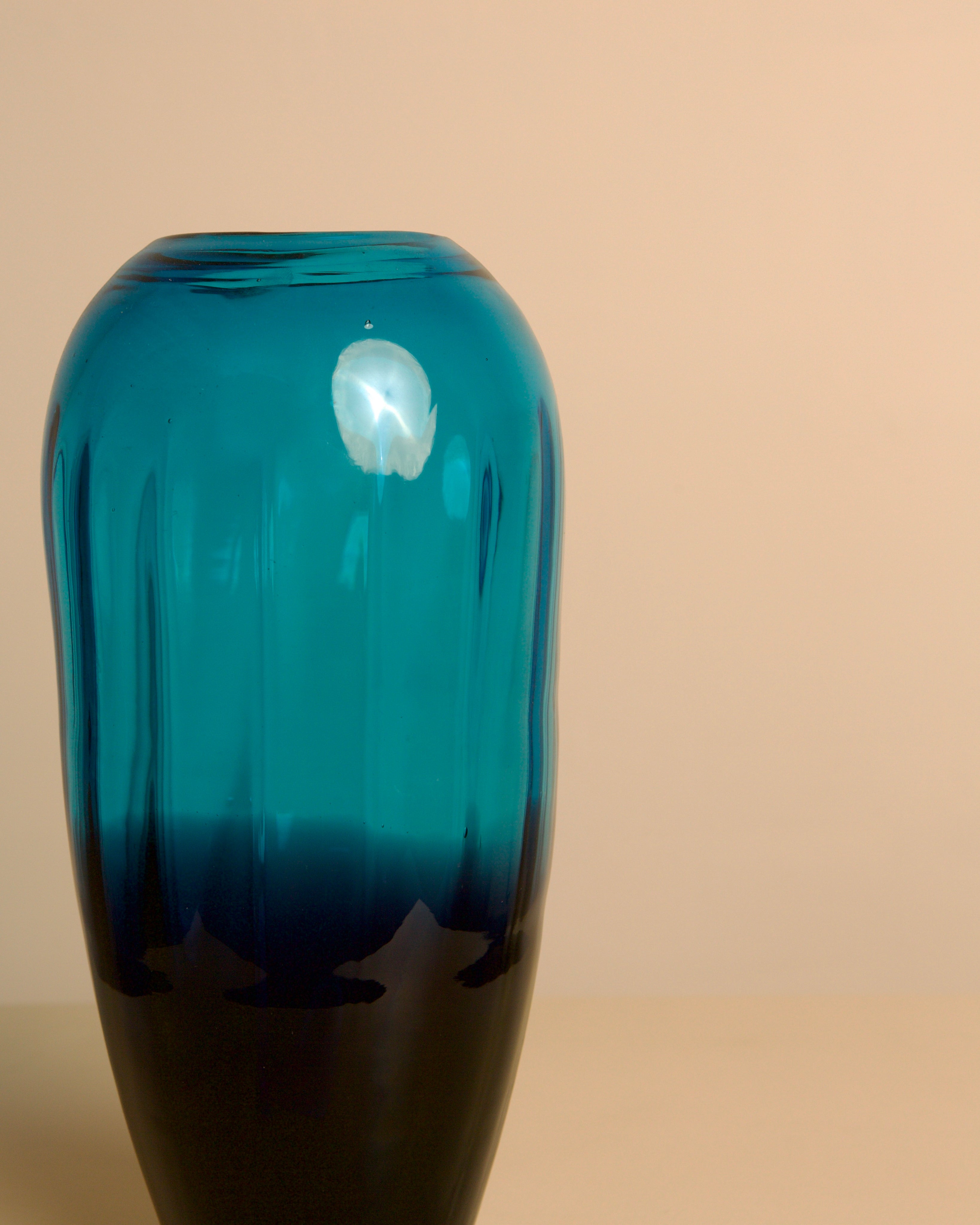Large Blue Ombré Murano Glass Vase, Italy, 1980s — side angle