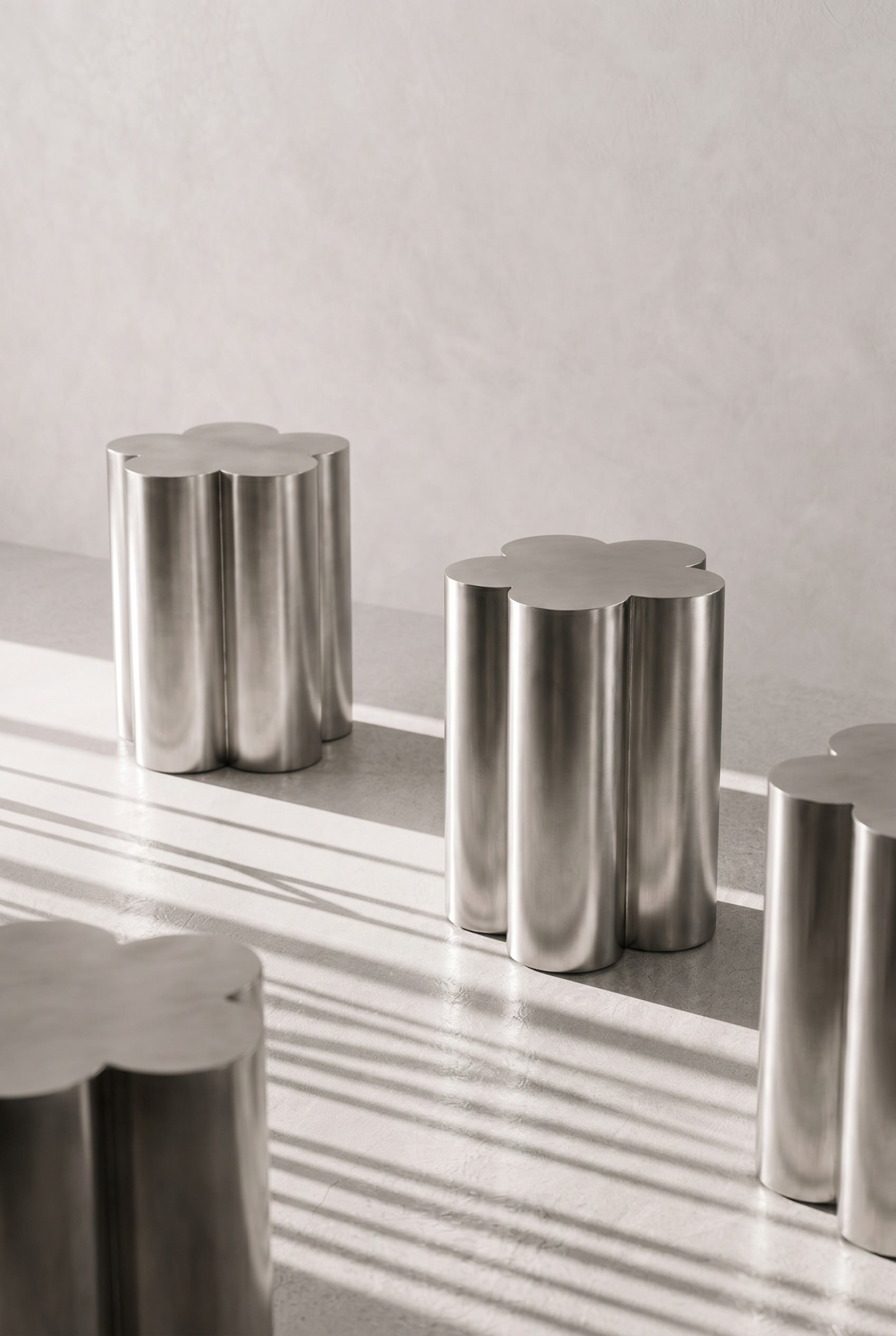 Barvinok Stainless Steel Coffee Table, Satin Floral Design — lifestyle setting