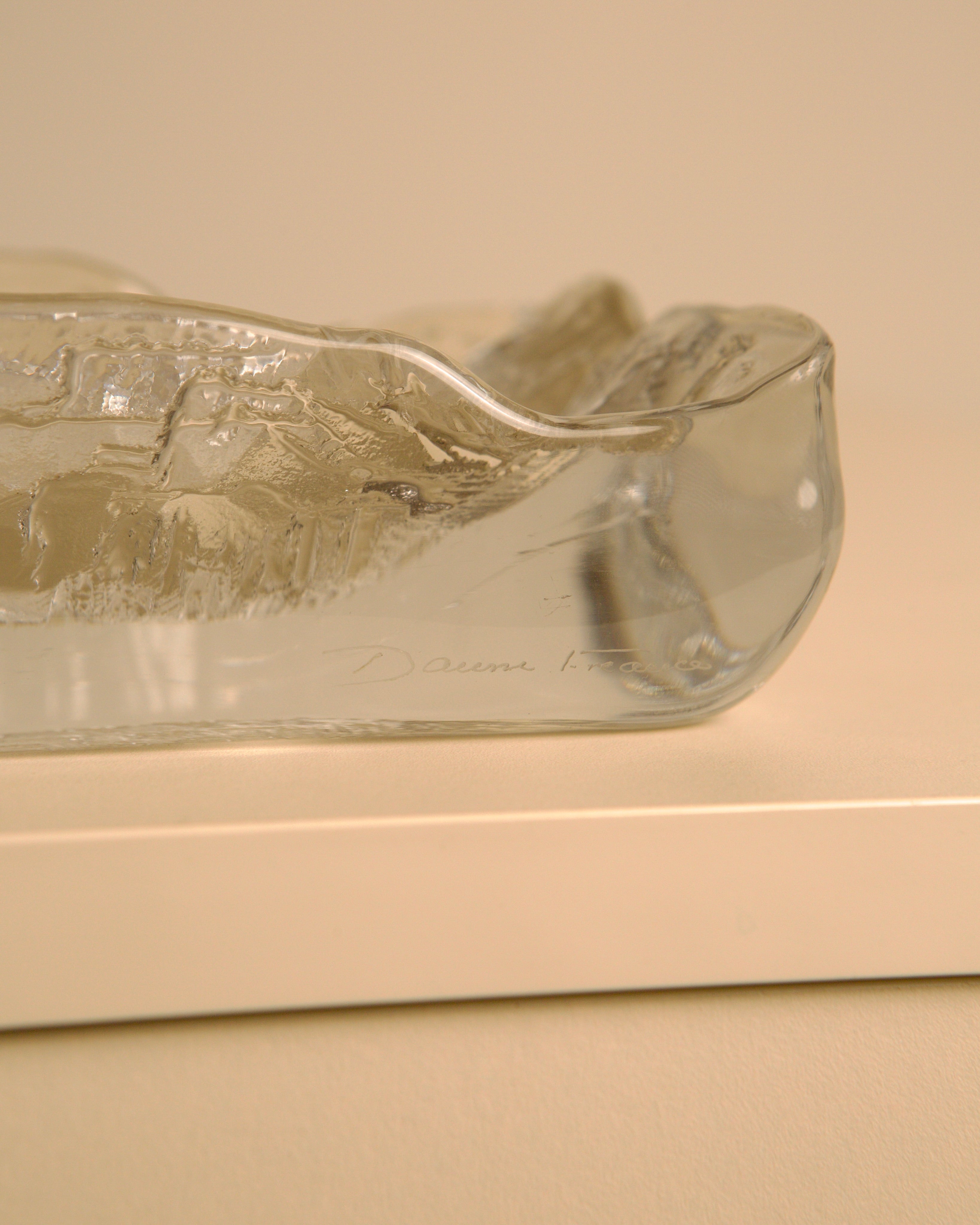 Clear crystal ashtray by Daum, 1960s — lifestyle setting