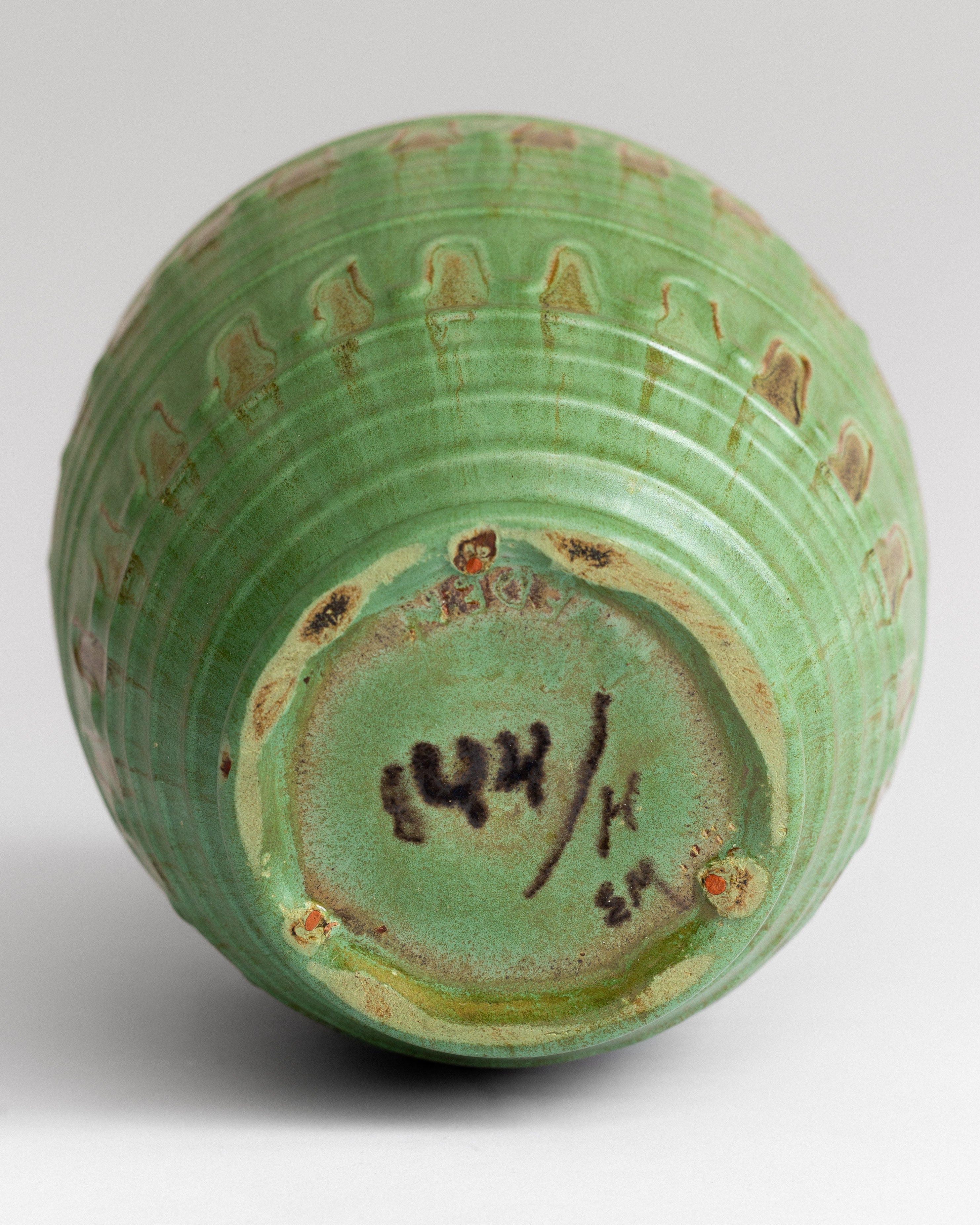 Green Glazed Relief Vase by Erik Mornils, 1930s-40s — alternate view