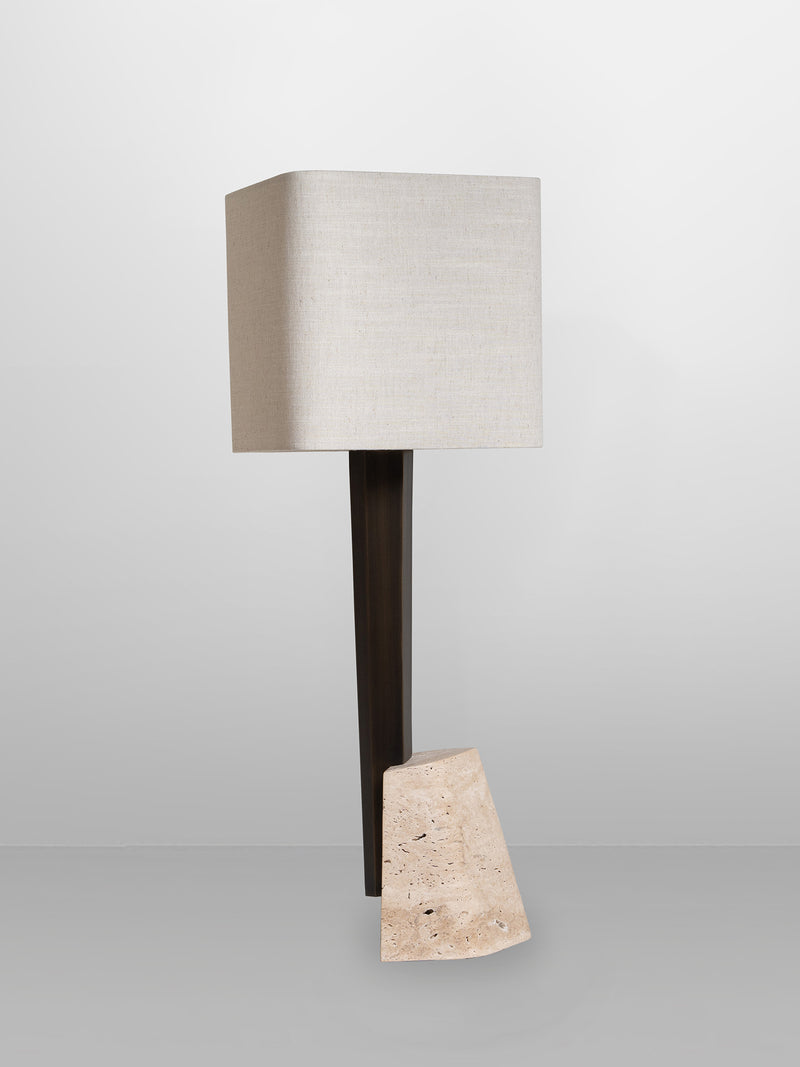 ROC Table by CTO Lighting | The Oblist — linen shade, stone base