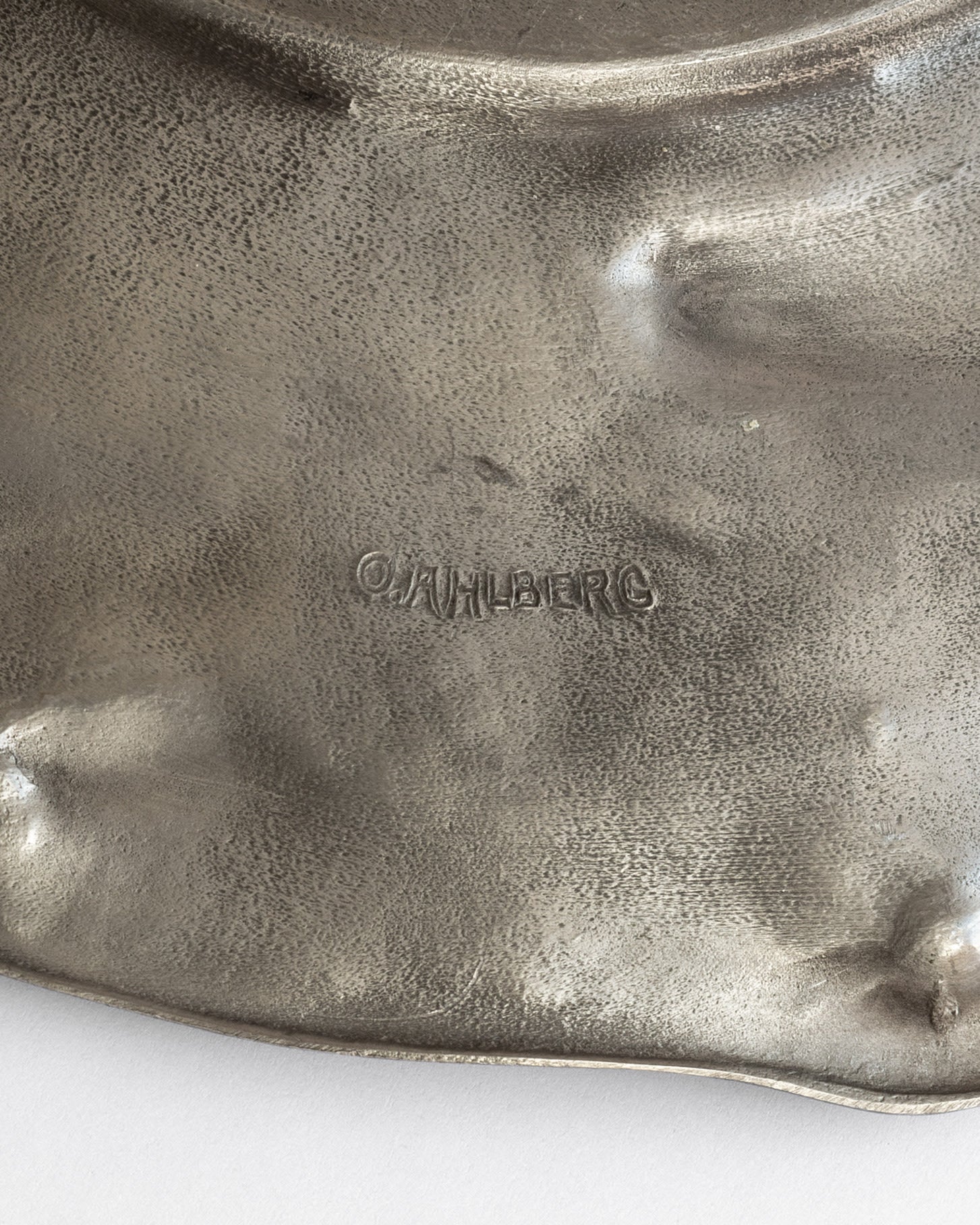 Large Art Nouveau-Style Pewter Plate by Olof Ahlberg, Sweden — lifestyle setting