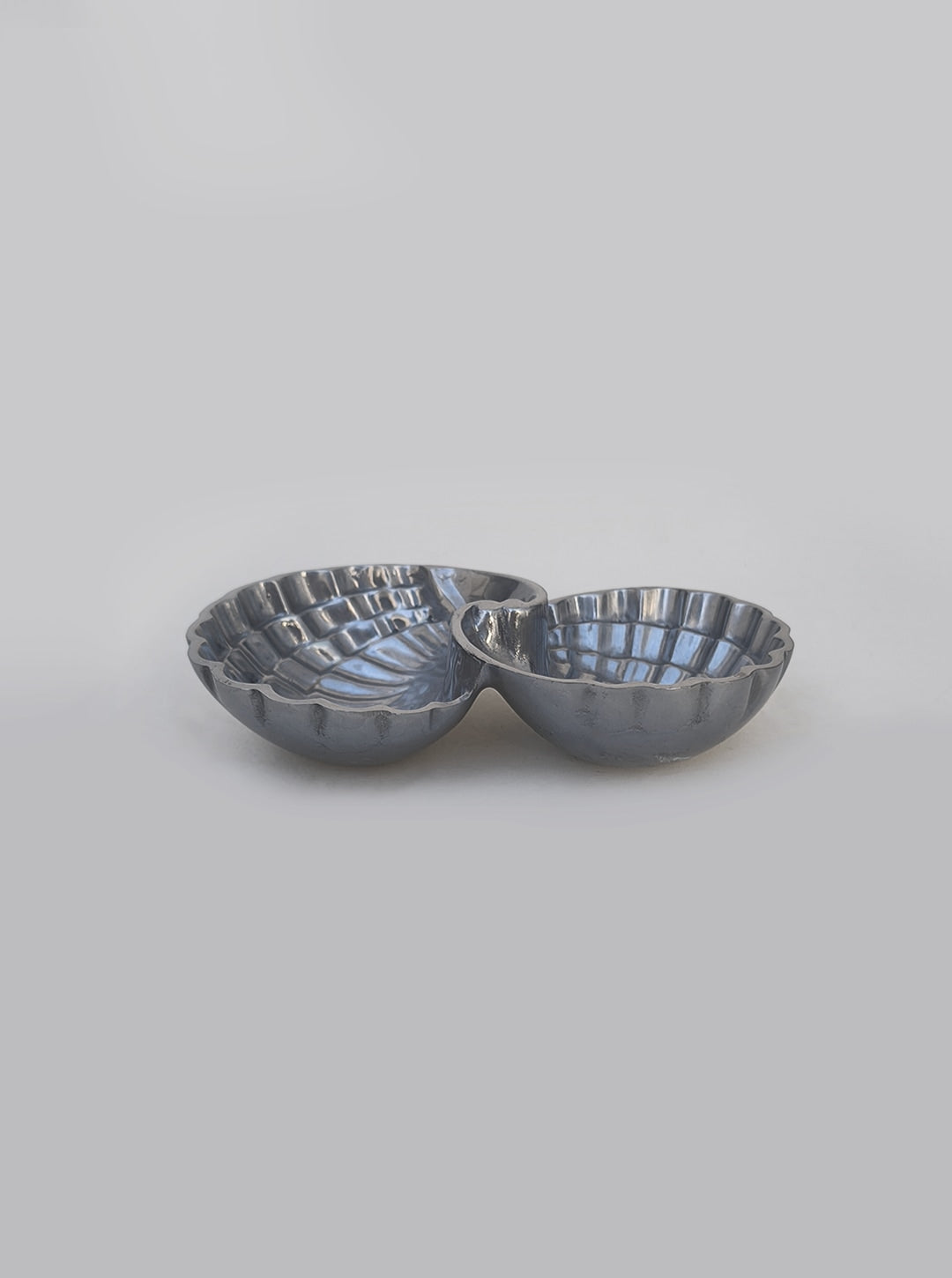 Vintage Shell Salt Cellar — side angle showing metallic finish and curved design