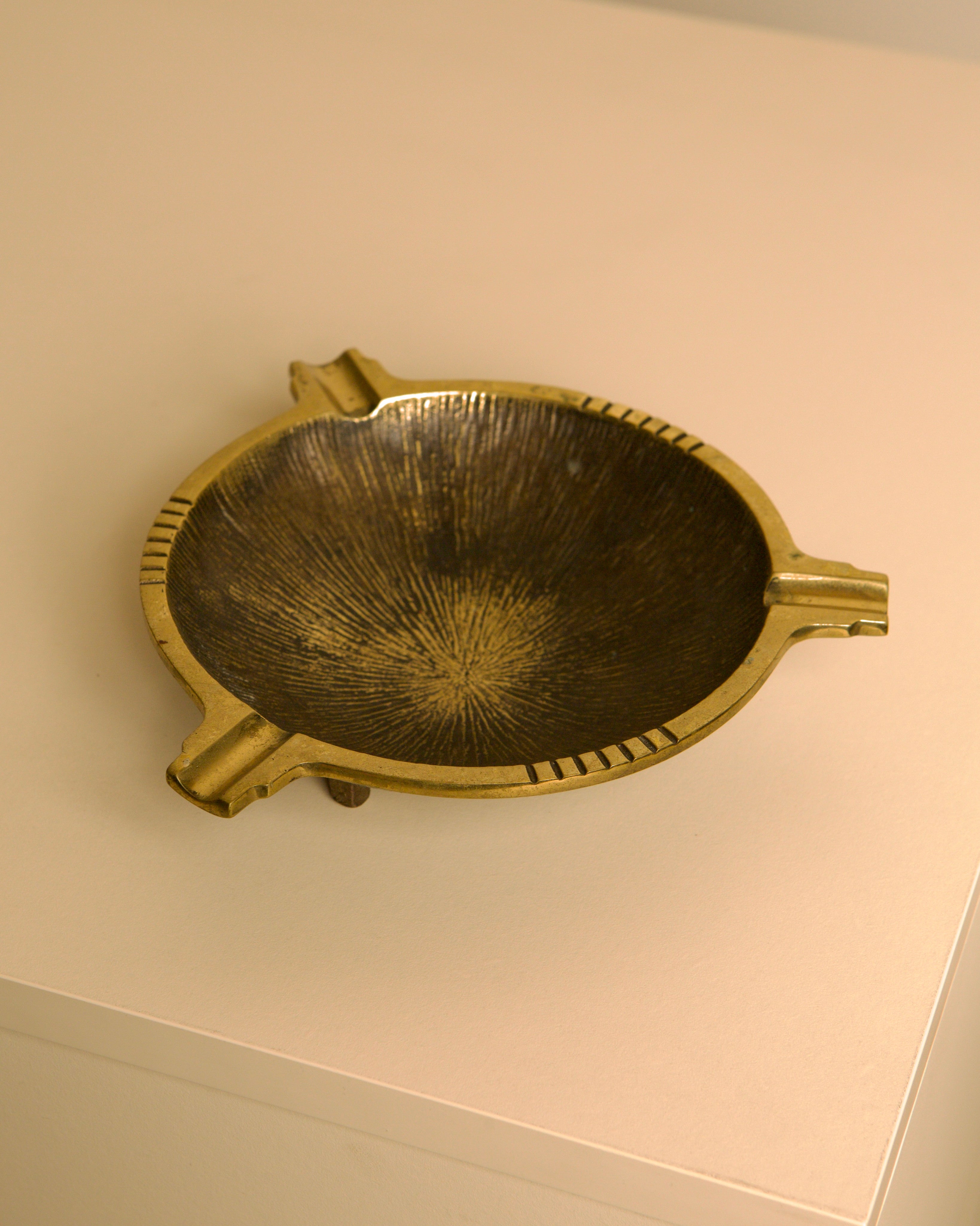 Italian bronze ashtray, 1940s — detail view